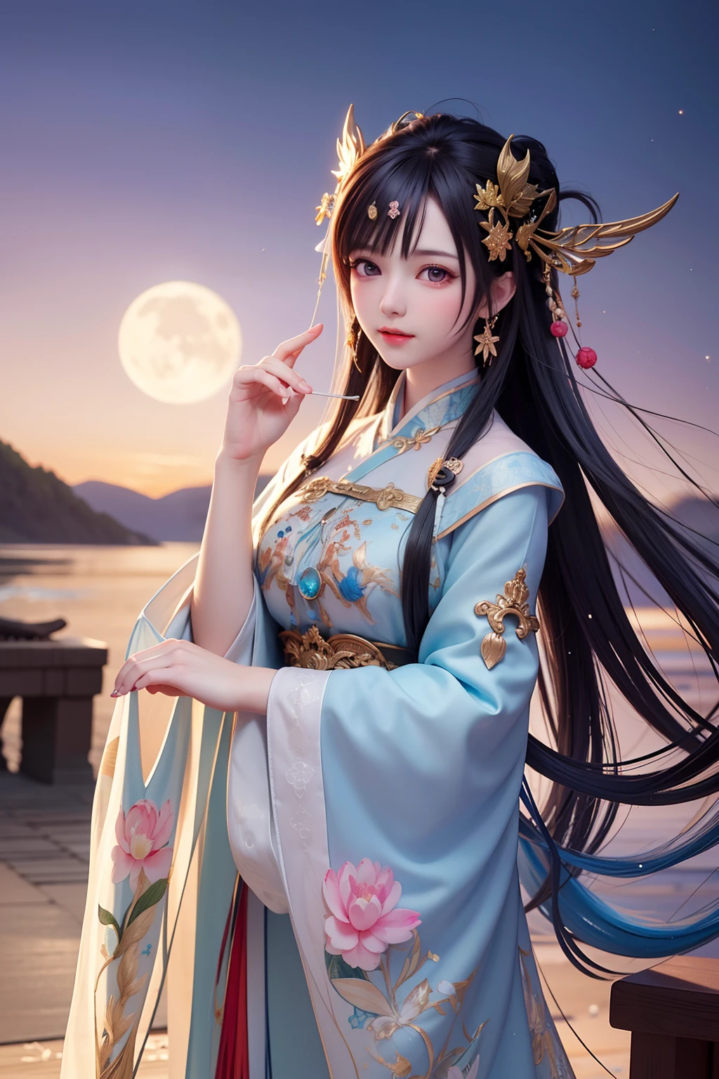 (8k, RAW photo:1.2),best quality, ultra high res,dramatic angle,(fluttered detailed color splashs), (illustration),(((1 girl))),(long hair),(rain:0.9),(hair ornament:1.4),there is an ancient palace beside the girl,chinese clothes,(focus on), color Ink wash painting,(color splashing),colorful splashing,(((colorful))),(sketch:0.8), Masterpiece,best quality, beautifully painted,highly detailed,(denoising:0.6),[splash ink],((ink refraction)), (beautiful detailed sky),moon,highly,detaild,(masterpiece, best quality, extremely detailed CG unity 8k wallpaper,masterpiece, best quality, ultra-detailed),(Lycoris radiata),