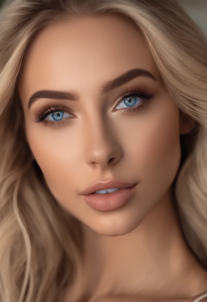 arafed woman fully , sexy girl with blue eyes, ultra realistic, meticulously detailed, portrait sophie mudd, blonde hair and large eyes, selfie of a young woman, bedroom eyes, violet myers, without makeup, natural makeup, looking directly at the camera, face with artgram, subtle makeup, sexy photo in bikini, on swimming pool, on swimming matres, medium to large size bust