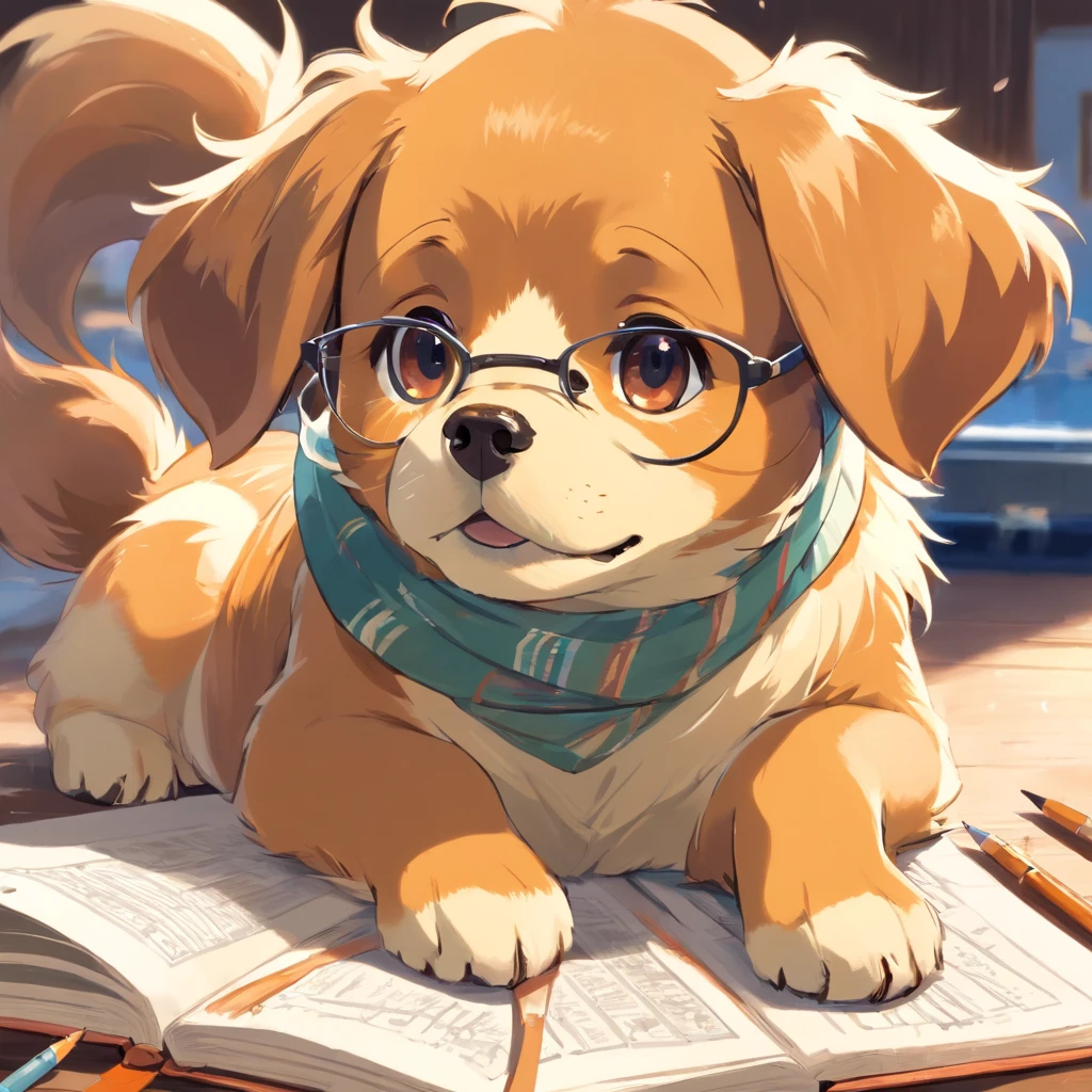 Caramel dog with glasses,book , pintado em aquarelas brilhantes, Desenho de animais, Pintura em aquarela vibrante, cute dog painting, Obras de arte deslumbrantes, Surrealismo com cores vivas, infinidade de cores,Rico em detalhes, Pintura digital bonita, Awesome, Arte Digital Foto Animal, Arte colorida,Arte detalhada em aquarela