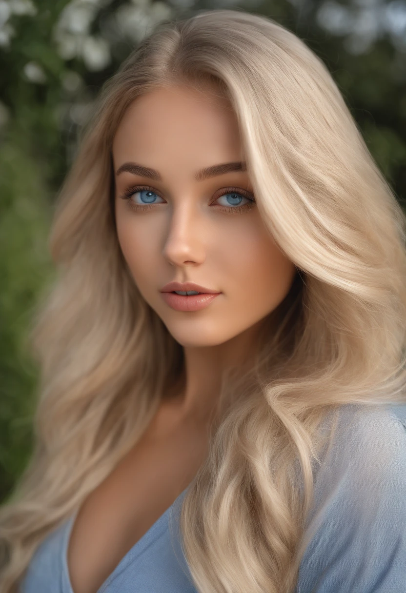 arafed woman fully , sexy girl with blue eyes, ultra realistic, meticulously detailed, portrait sophie mudd, blonde hair and large eyes, selfie of a young woman, violet myers, without makeup, natural makeup, face with artgram, subtle makeup, in swimmingpool, medium to large size bust, full body photo