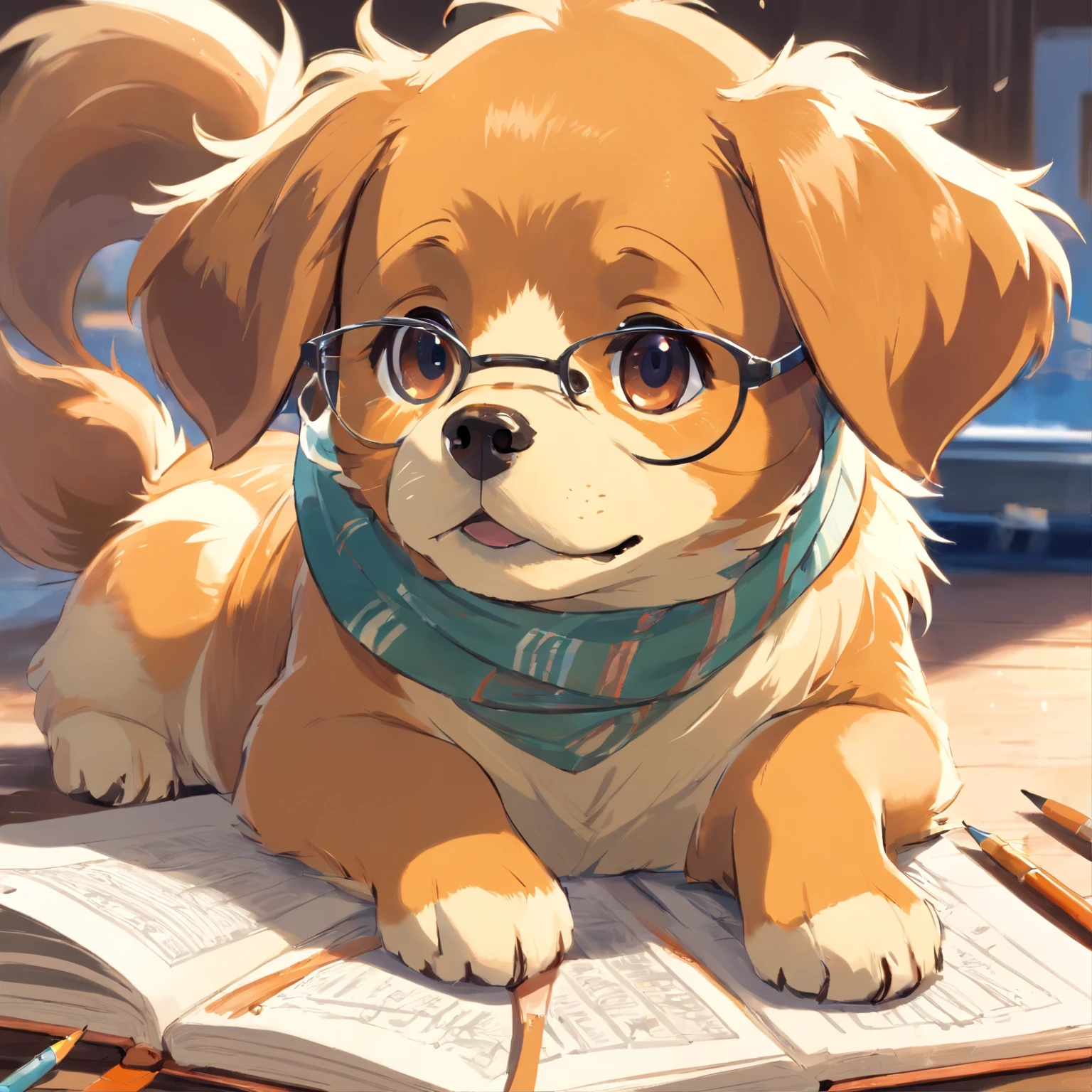 Caramel dog with glasses,book , pintado em aquarelas brilhantes, Desenho de animais, Pintura em aquarela vibrante, cute dog painting, Obras de arte deslumbrantes, Surrealismo com cores vivas, infinidade de cores,Rico em detalhes, Pintura digital bonita, Awesome, Arte Digital Foto Animal, Arte colorida,Arte detalhada em aquarela