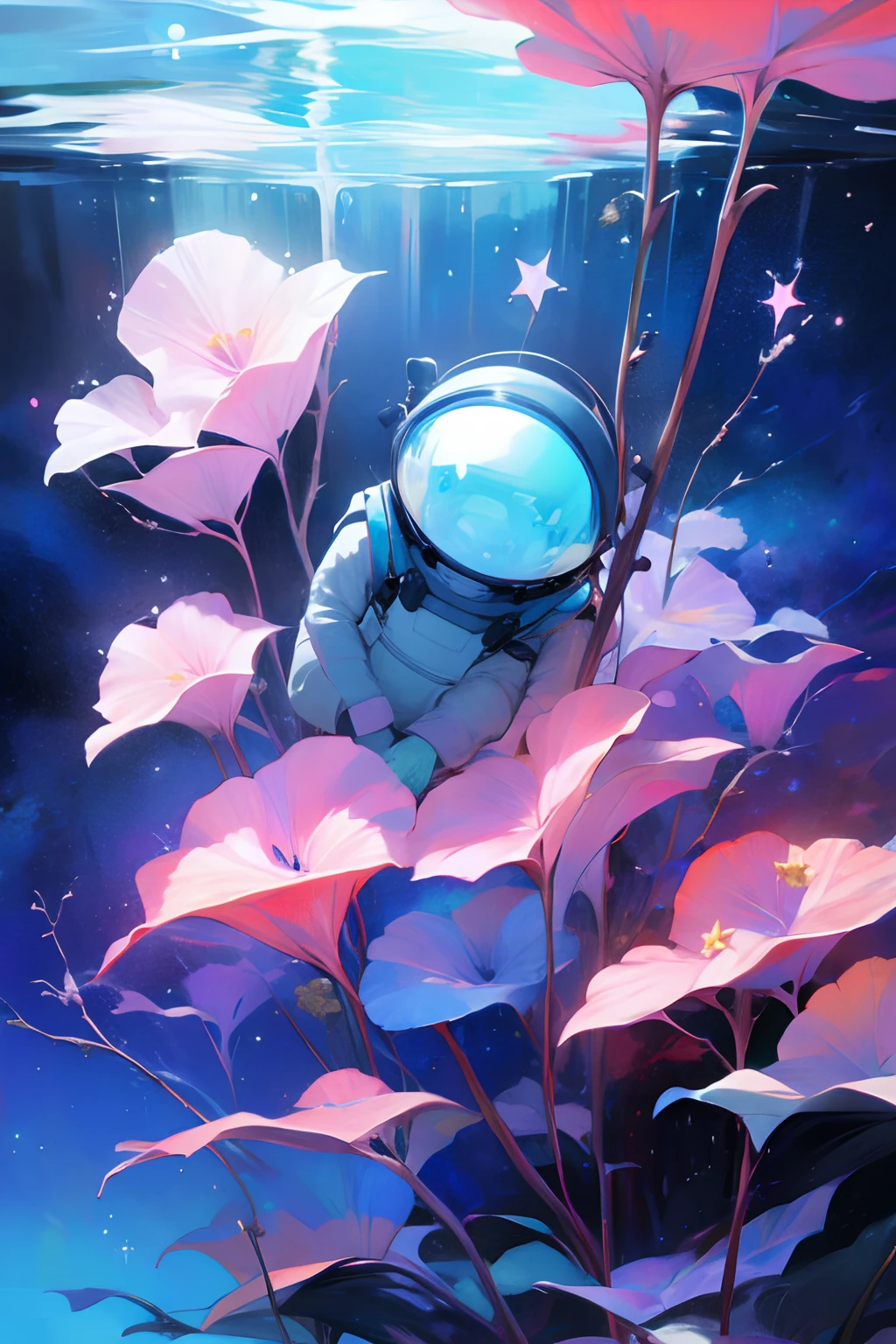 yxycolor, ((cosmonaut)),in the water,The stars sank