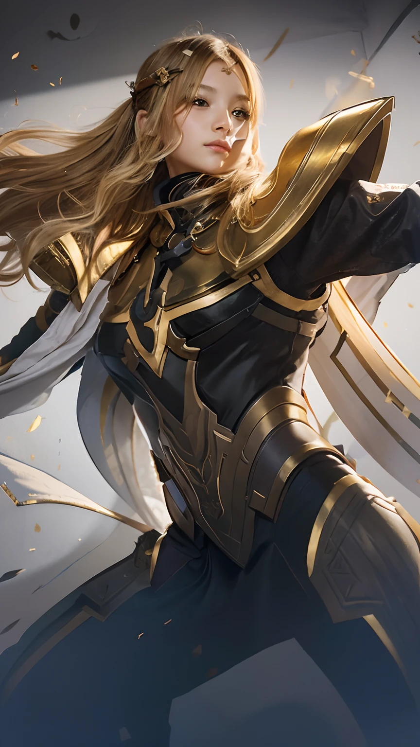 Genshin style, small curved loli, official artwork, a painting hanging on the wall, gorgeous wall, golden splendor, CG, art