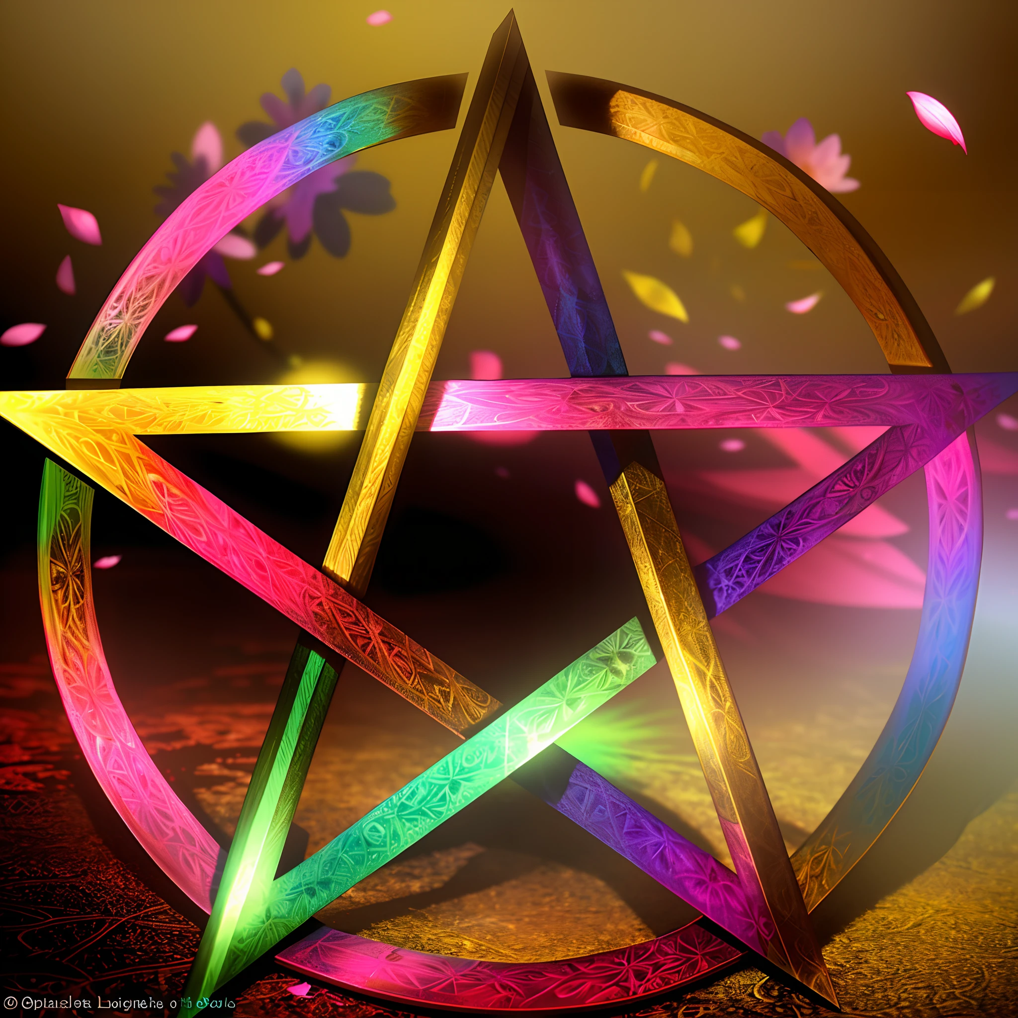 absurderes, A high resolution, Ultra detailed, Fantasy steampunk costumes , Psychedelic, fractal patterns, geometric figure, Dynamic, Bright colors, (Flowers, petals), (Gold and yellow:1),