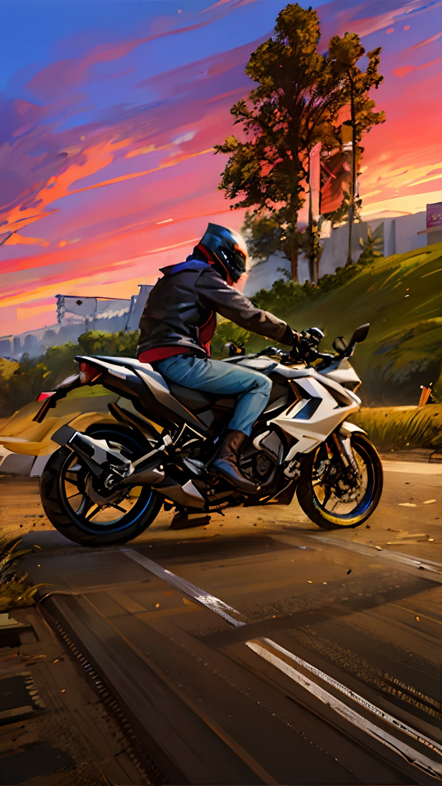araffe riding a motorcycle on a dirt road with a person on it, cool pose, taken with the best dlsr camera, rear shot, very artistic pose, posing, back facing, rear-shot, badass pose, fun pose, without helmet, taken with sony alpha 9, trying to ride it, riding on the road, looking heckin cool and stylish