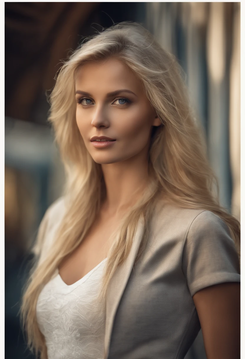 Gorgeous woman with extra long, gewellten blonden Haaren, detaillierte, seductive eyes, Sexy Look ,langen sexy Beinen, wears a miniskirt, T-Shirt, ((detailed facial features)), (fein detaillierte Haut), blasse haut, realistische Hauttextur, extreme Hautdetails, (Poren: 0,1), in the background beautiful futuristic cyberpunk city, Masterpiece of the best quality, fotorealistisch, hyperrealistisch, detailliert, 8K, HDR, (Weiche Farbe: 1,2), light depth of field, Breites Licht, Hoher Kontrast, Hintergrundbeleuchtung, bloom, Lichtfunkeln, chromatische Aberration, scharfer Fokus, RAW-Farbfoto