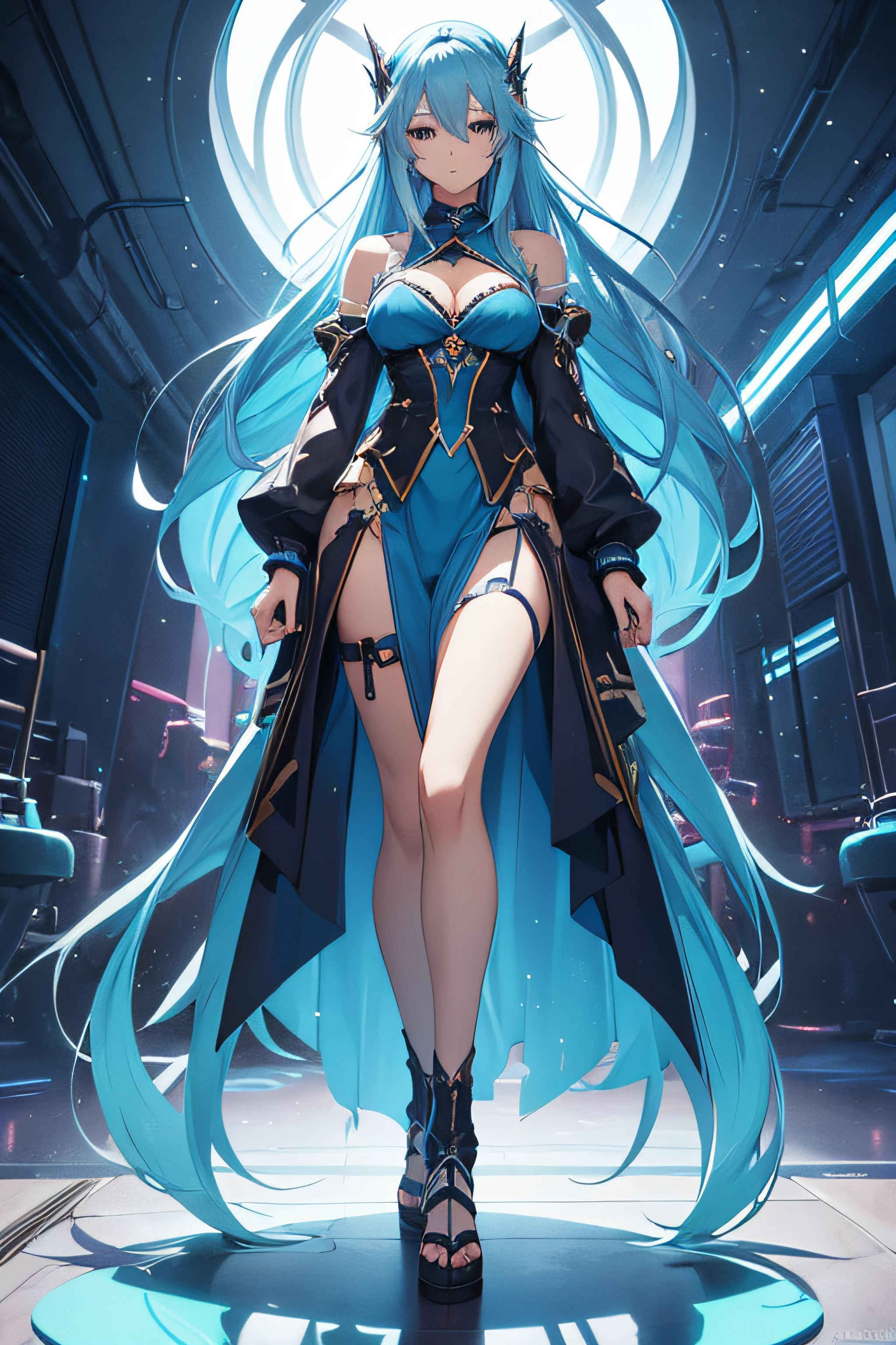 Anime characters with long hair and blue-haired women, trending on artstation pixiv, anime full body illustration, pretty anime character design, Azure. detailed hairs, full body adoptable, Anime character design, Guweiz in Pixiv ArtStation, Pisif style, beautiful full-body concept art, Pisif, detailed full-body concept
