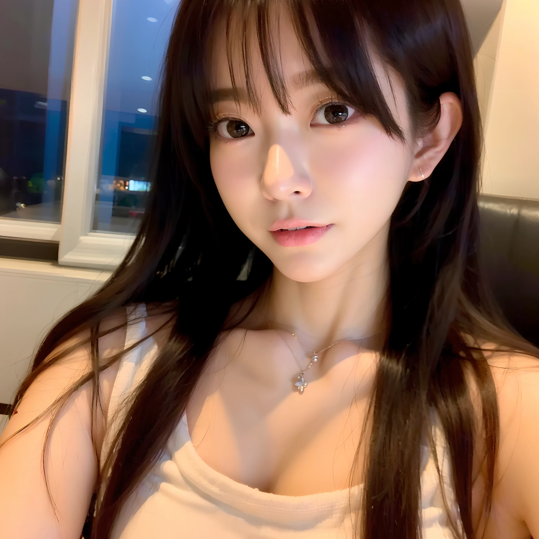 ((Realistic lighting、top-quality、8K、​masterpiece:1.3))、Clear focus:1.2、1girl in、Perfect figure:1.4、fullnude、Slim abs:1.1、((dark brown  hair))、(White crop top:1.4)、(outside of house、natta:1.1)、Street、Super fine face、Narrow-eyed、二重まぶた、