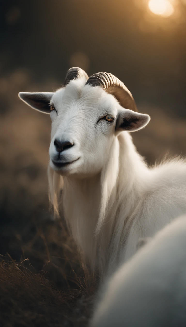 goats,Critters,One of the twelve zodiac signs,White fur,It has a golden pattern on its body,3Dtrue,mito,Cinematic lighting