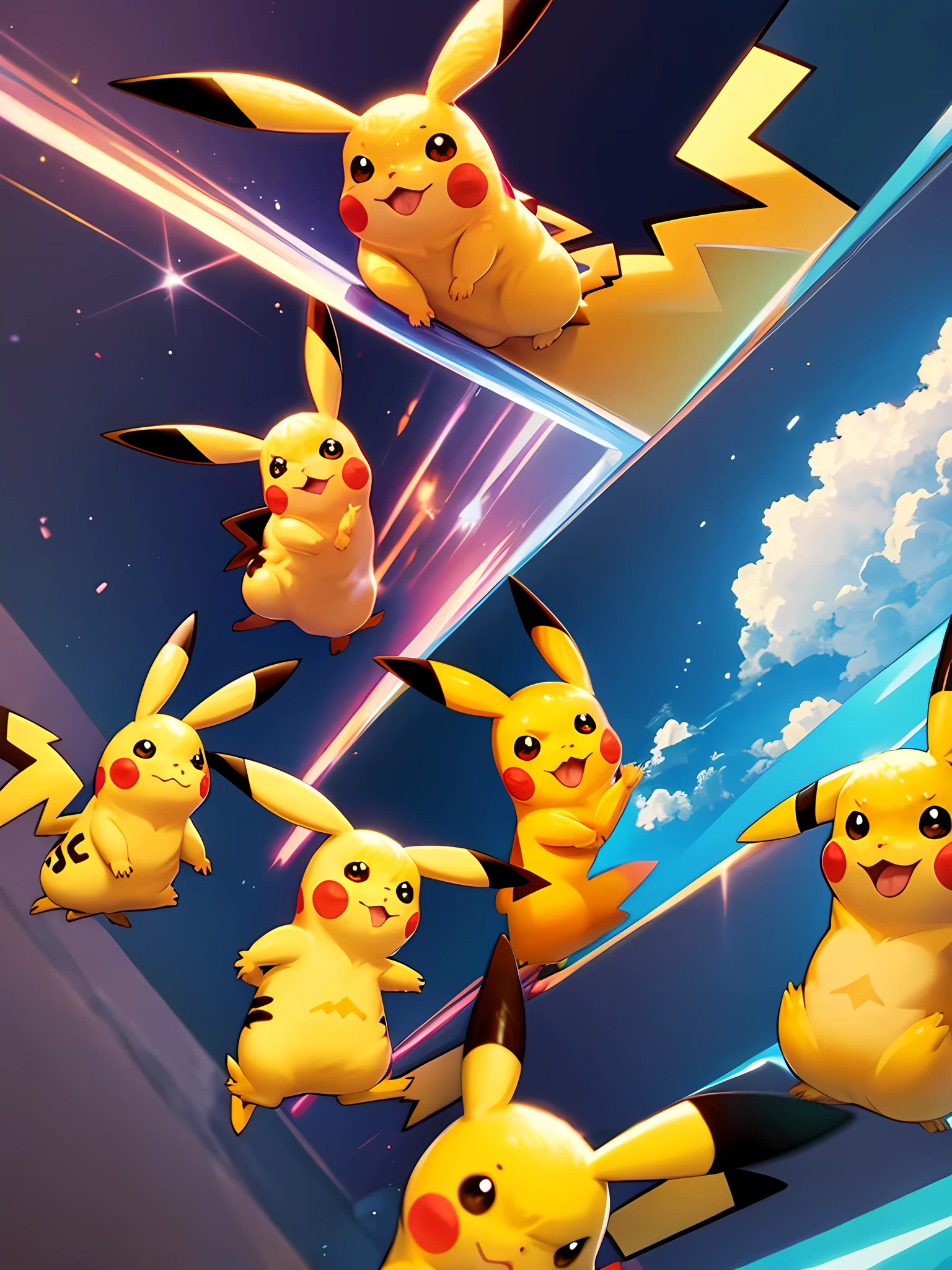 everything is shining brightly:1.5,(in 8K, Best Quality, masterpiece:1.1, ultra detailed:1.2), (realistic:1.3, photo realistic:1.5, dutch angle:1.2), (1 Angry Pikachu:1.5), Fine and beautiful eyes:1.5,from the front,outdoor:1.2,park:1.2,clearsky:1.2,Break,