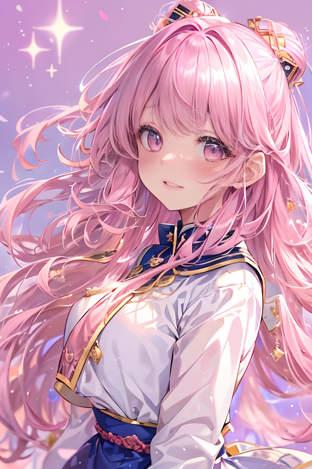 (((tmasterpiece)))、(((top-quality)))、((ultra - detailed))、(illustratio)、((Extremely Delicately Beautiful))、Bright smile、Floating、A pink-haired、(Detailed light) (1girl in)、独奏、long whitr hair、The wind is blowing、A WORLD、(adorable eyes)、Realistic, ultra - detailed, (Shiny skin,), view the viewer, Slender, Solo, Miniskirt, Long hair, Pink hair, Pink eyes, (Thick thighs:0.5), Dynamic lighting, high resolution, Sharp focus, depth of fields, Medium breasts, masutepiece, Best quality, Ultra-detailed, illustration, Ultra-detailed face, best quality face, Adult,, 18 years old, Adult, intricate outfits, Sexy pose, Sparkling pink sailor suit, Cute, kawaii,, finely quality eyes, Blushing, Red cheeks, Realistic, Glowing eyes, fluffy sweater, Skirt, parted lip, Blush, Night, Cute, , finely quality eyes, Embarrassed expression, Long_Hair, Blushing, Moon, starrysky_skyporn, Photorealistic, Asian, woman, mix4