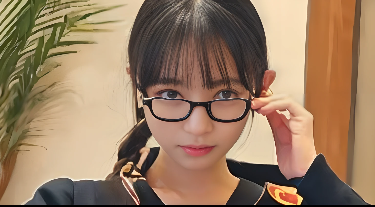 ulzzang -6500-v1.1, (Raw photo:1.2), (Photorealistic:1.4), Beautiful detailed girl, Very detailed eyes and face, Beautiful detailed eyes, Ridiculous, Incredibly ridiculous, Huge file size, High resolution, Very detailed, Best Quality, masutepiece, Kemomimi, (((JK school uniform)), Illustration, Very detailed, nffsw, unified, 8K Wallpaper, amazing, Fine details, masutepiece, Best Quality, Highly detailed ticker uniform 8K wallpaper, Light on Face, Cinematic lighting, 1girl in, , ((No bra)), ()), ((Dynamic Pose)), (Camel toe), (half), 校服、Young Face、Young look、Lori、a beauty girl、Lolita、hi-school girl、eye glass、Glasses Girl、Glasses Pose、The whole picture、I see underwear、Underwear