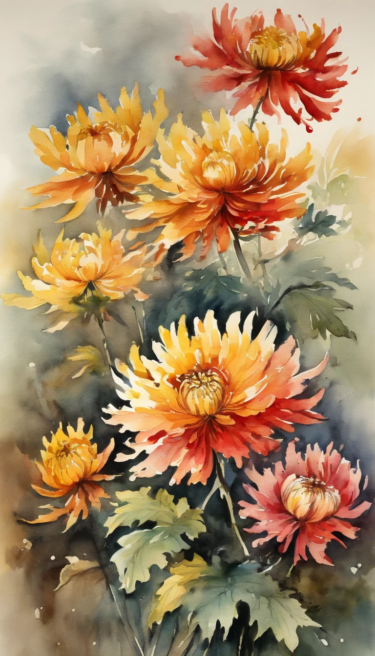 Chinese painting chrysanthemums in autumn ancient style