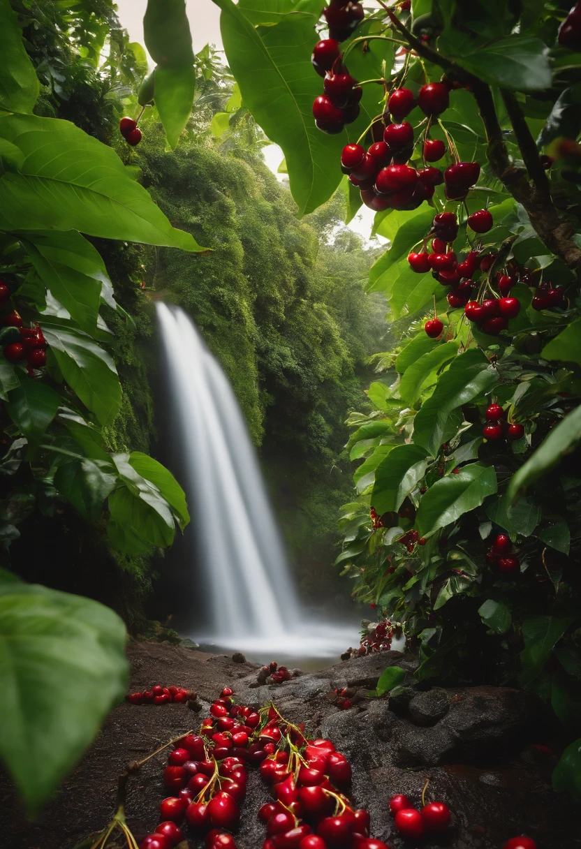 (best quality,4k,8k,highres,masterpiece:1.2),ultra-detailed,realistic,portraits,green,beautiful,coffee plantations,red coffee berries,rich soil,dew-covered leaves,morning sun,kilimanjaro backdrop,warm golden light,artistic,emerald,coffee bean fields,dense,abundant shade,cool breeze,harvest season,ripe cherries,fresh aroma,coffee lovers,ethereal,vibrant,serene,tranquil,peaceful,indulgent,caffeine,aromatic,fertile soil,coffee hamlet,quaint,farmers,proud,baristas,cultivation,hand-picked,brewing tradition,artisanal craftsmanship,coffee cup,fragrant steam,journey of flavors,caffeination,remote location,distant mountains,cascading waterfalls.
