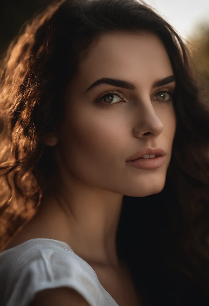 Photo of a 25-year-old European girl, .RAW, beautiful woman, ( long wavy black hair), gros sein moyen , ((portrait)), ((Detailed face: 1.2)), ((Detailed facial features)), (finely detailed skin), pale skinned, Highly detailed deep-neckline skin-tight leather shorts with white top , Environment of megacities, (couleurs froides), humide, humide, reflections, (Masterpiece) (proportion parfaite)(photo realist)(Best quality) (Detailed) photographed on a Canon EOS R5, Objectif 50mm, f/2.8, Hdr, (8k) (wallpaper) (lighting cinematic) (dramatic lighting) (mise au point nette) (complexe) , visage avec baiser soufflant ,