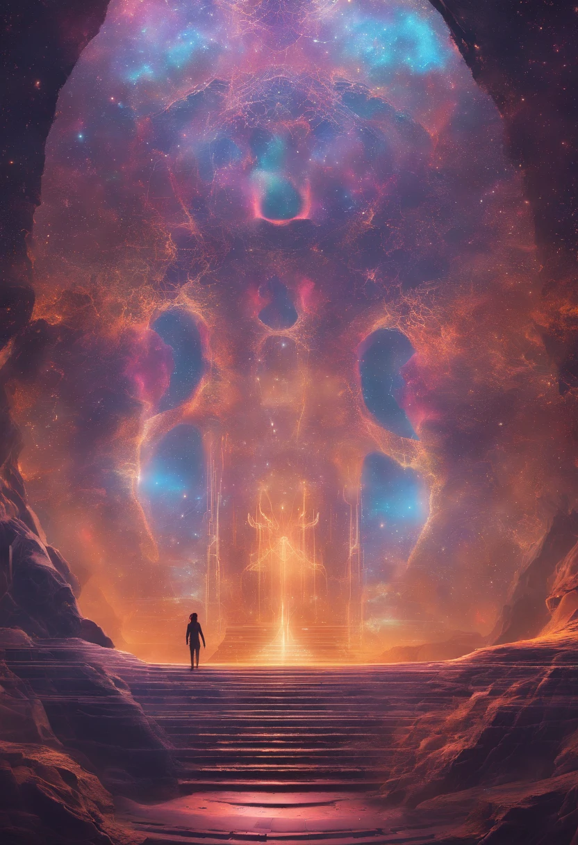 (4K, Live Filming, Highest Quality, Masterpiece: 1.2), (Real, Photoreal: 1.37), Dimensional Traveler, Conscious Body, Observation Meditation, Stargate, Harmonized Chakras, String Theory, 10th Dimension, Fractal, Quantum Vibration, Waves and particles of light, 20 years old, 1 woman