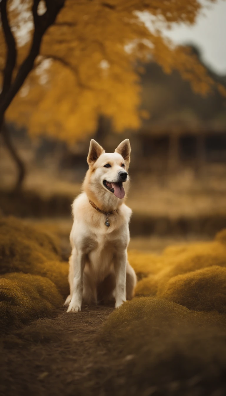 Doggy,Long stature and thin legs,Traditional Chinese pastoral dog,amarelo。。.3D.Realiy