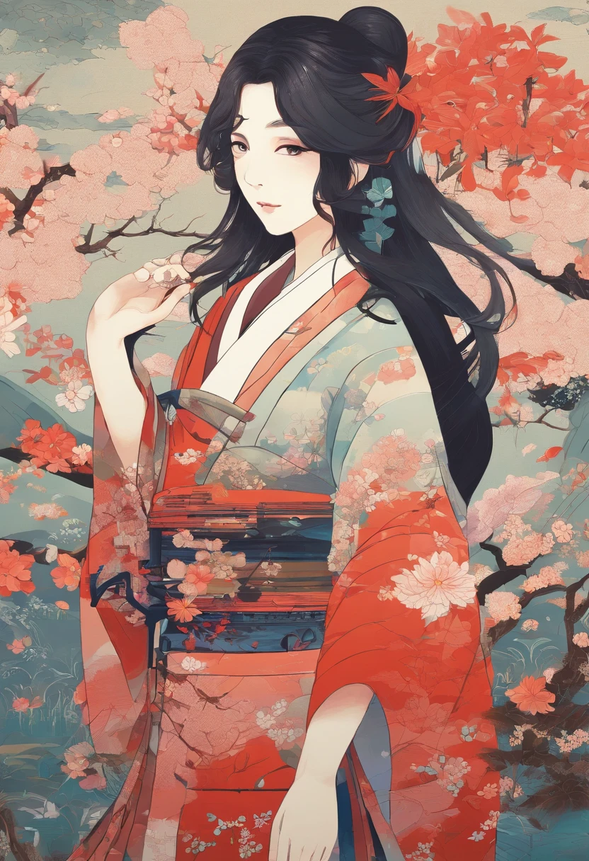 Pintura de uma mulher gueixa olhando para o celular , Retrato de uma gueixa, Retrato de uma gueixa, Gueixa da beleza, gueixa, Gueixa japonesa, Retrato de uma gueixa bonita, Penteado de gueixa, Arte japonesa, Retrato Samurai, Foto do retrato da gueixa, Gueixa descrita como japonesa, japanese art style, inspirado em Toyohara Kunichika