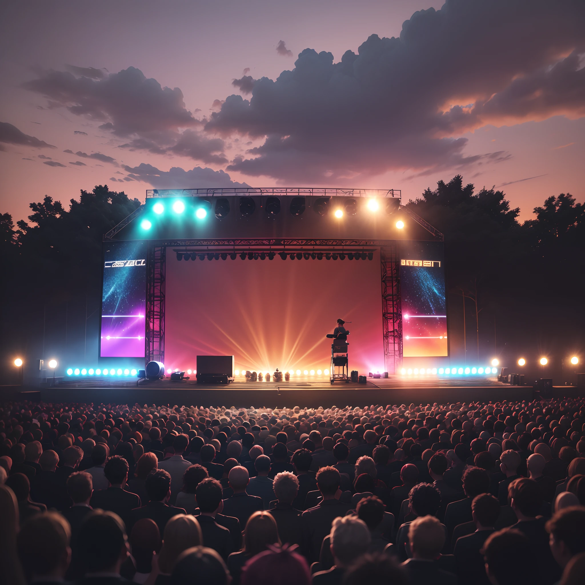 big stage with band concert, led screen on the 2 side --auto --s2
