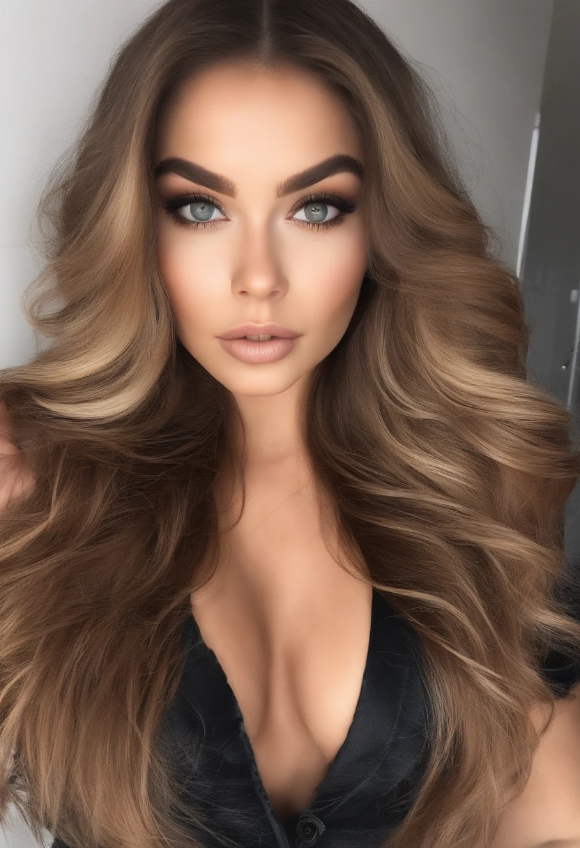 Arafed mujer completamente desnuda, Chica sexy con ojos marrones, ultra realista, meticulosamente detallado, Retrato Sophie Mudd, brown hair and large eyes, selfie de una mujer joven, Ojos del dormitorio, Violeta Myers, sin maquillaje, Maquillaje natural, staring directly into camera, cara con artgram, maquillaje sutil, Stunning full-body shot standing in front of the camera with a mischievous smile, Medium to large size bust