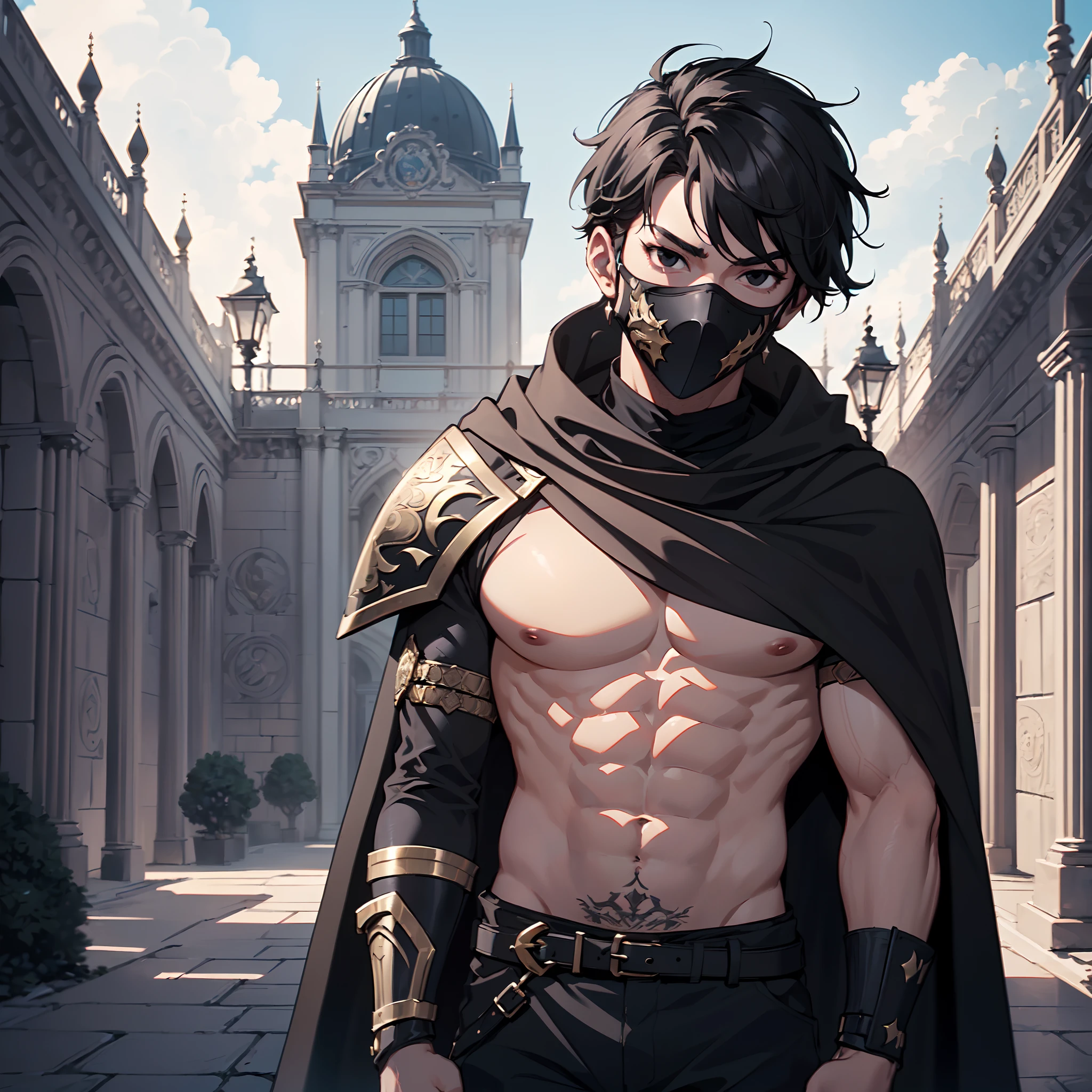 128K Ultra High Definition,
128K Ultra High Quality,
128K Ultra High Resolution,
Best Definition,
Best Quality,
Best Resolution,
Perfectly Detailed,
Perfectly Designed,
Extremely Detailed,
Extremely Designed,
Hyper Detailed,
Hyper Definition,
Hyper Quality,
Hyper Resolution,
Masterpiece,
(((Anime))),
Body Shot,
(((Boy))),
Handsome,
Muscular Body,
(((Black Short Hair))),
(((Black Eyes))),
(((Hyper Detailed & Perfectly Designed With Ultra High Quality Bronze Engravings & Jeweled Ninja Armor With Mask & Cape))),
(((Inside Of Medieval Royal Palace Background Scenery))),