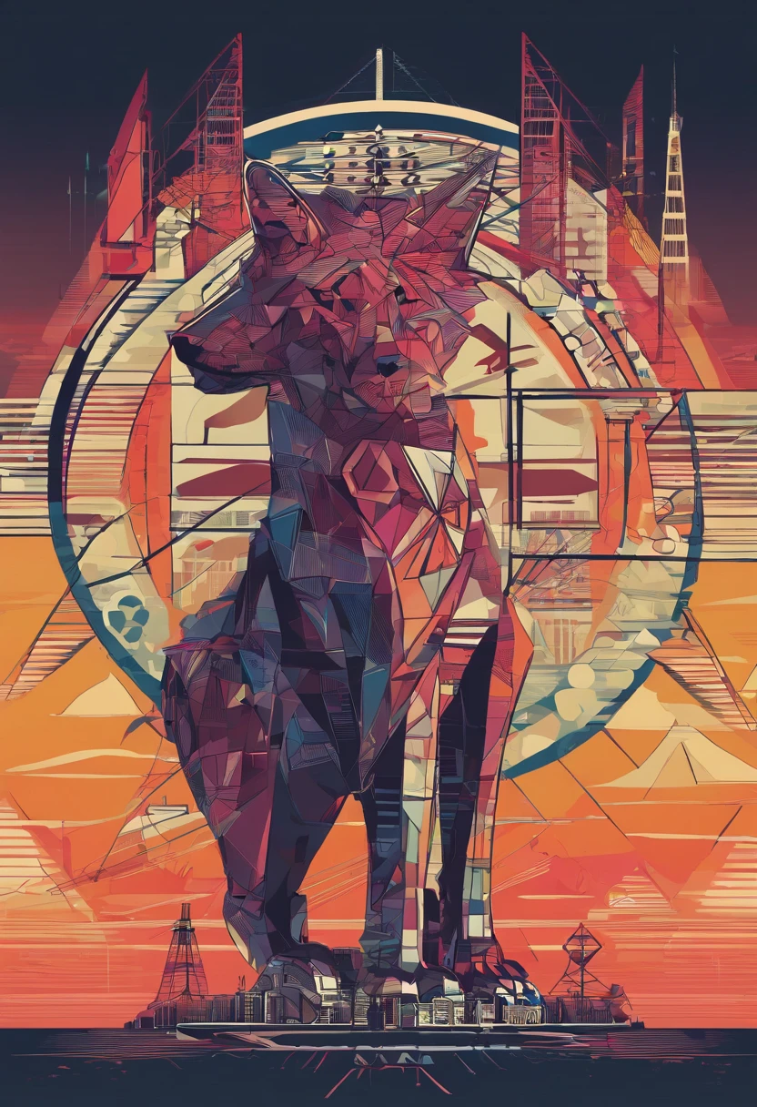 (nvinkpunk:1.2) (snthwve style:0.8) wolf, anthro, lightwave, sunset, intricate, highly detailed