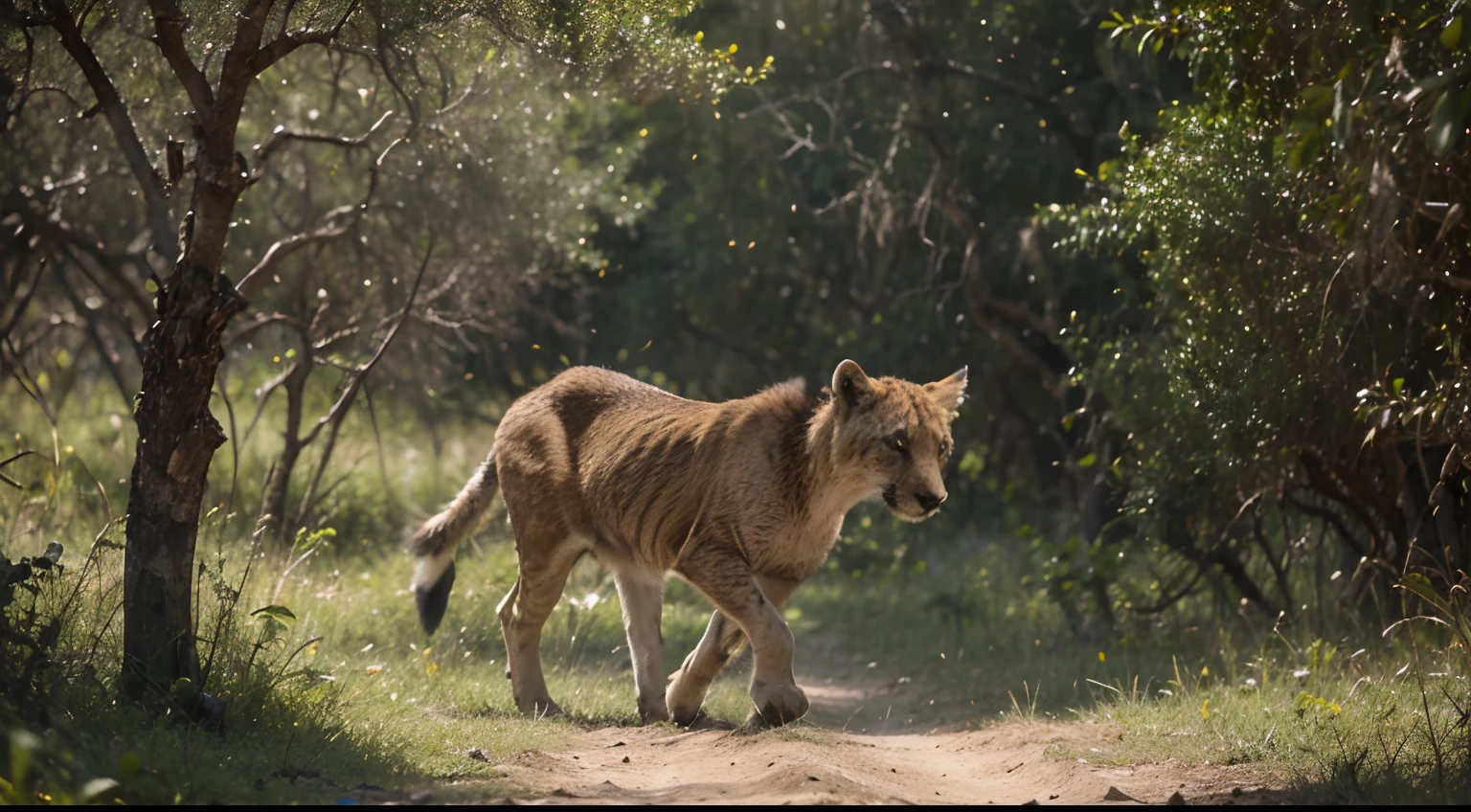 m dia, During a hunt, A restless cub strayed from the group and disappeared into the dense vegetation of the savannah. Quando a alcateia retornou ao abrigo,  Noticed the absence