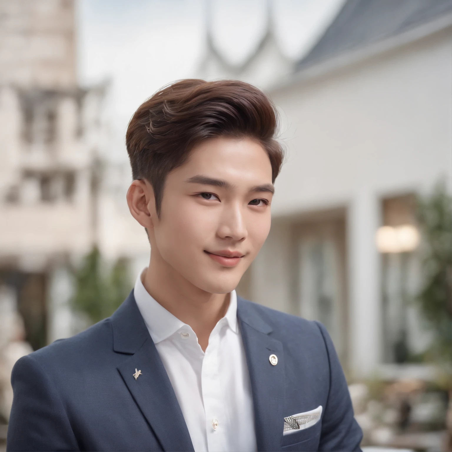 a korean asian man, sazzy hairstyle, fit and amazing body posture, with great clothes, asian boy, shining style, realistic, ultra authentic, realm, sitting in a cafe and waiting, posing in front of camera, height 180cm, weight 69kg, dashing, handsome, attactive, classy, rich, influencer, chilling and focusing, smiling, hyperdetailed, soft-light, model looking in front, sun-kissed, no wrinkles, focused expression
