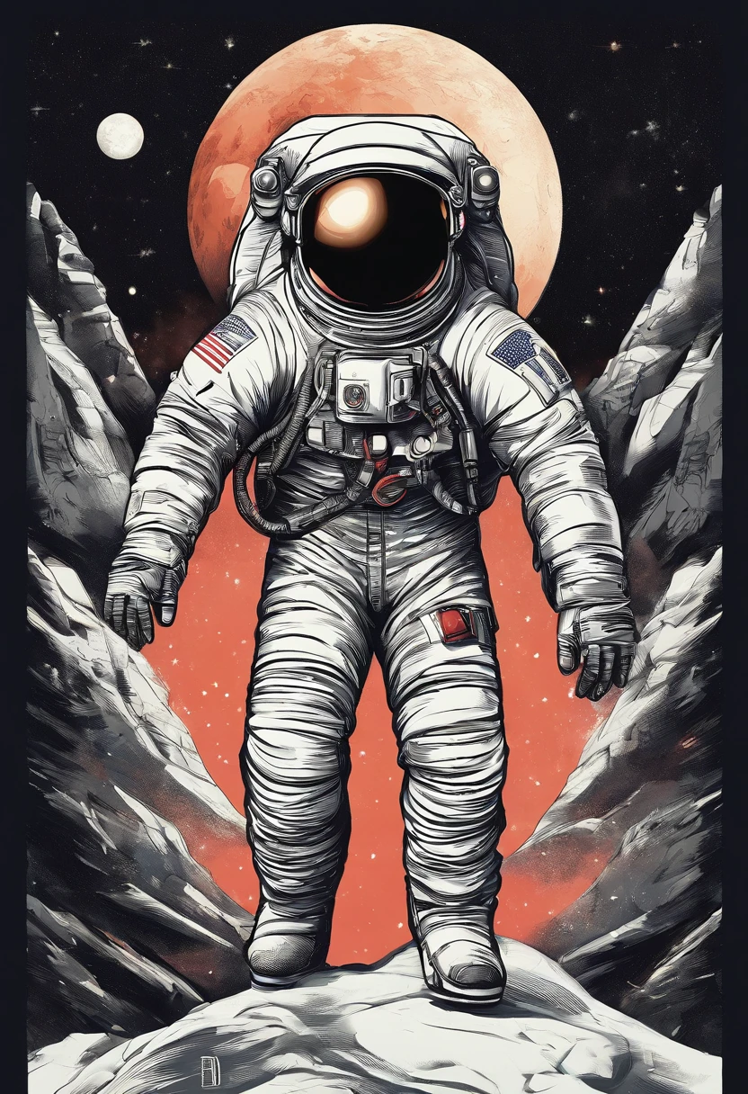 (Astronaut struggling to climb creative poster on snowy mountain), (struggling:1.37),(Climbing:1.1),(Background with:This is a planet), lonely astronaut, detailed astronaut, fully space suited, In space(on moon), key art, inspired by Yoshihiko Wada, Official poster, character poster, promotional poster art, promotional movie poster,