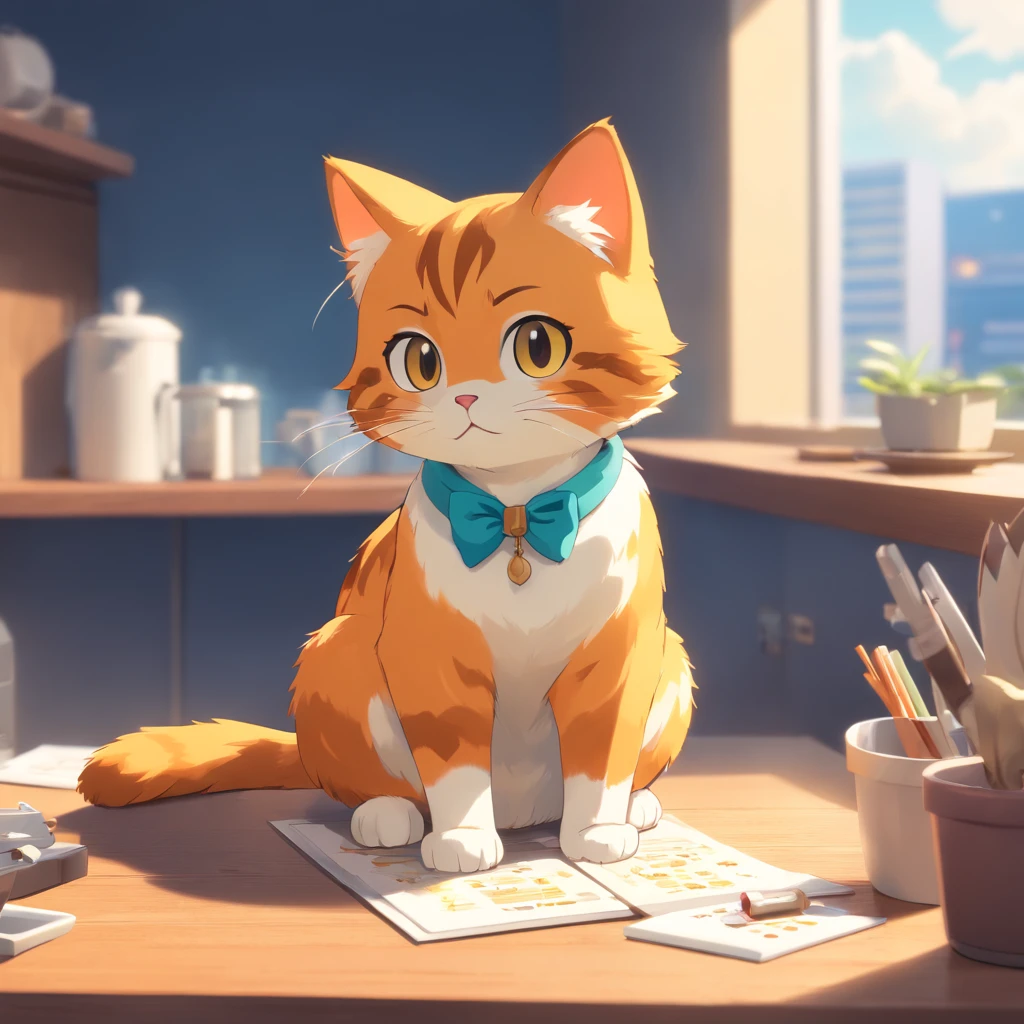 Tiny Cute Isometric Cat Emoji, gato de smoking, gato preto e branco, peludo bonito, fundo dourado macio, with soft pastel colors, 3d icon clay render, Lente de 120mm, 3d blender rendering, trending on polycount, Construtivismo modular, fundo laranja, rendering physically based, Centrado