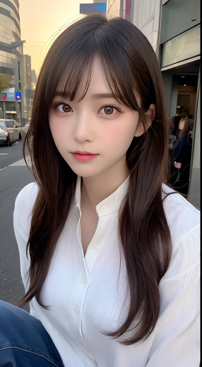 Tabletop, Highest quality, shape, Very detailed, finely, High resolution, 8k wallpaper, 完璧なダイナミックな構shape, Beautiful and exquisite,ランダムなcute髪,,Natural color lip, Bold y pose,smile、20-year-old girl、cute、Looking into the camera,Always blur the background,Perfect and beautiful face,Slim face and figure,Big eyes、Putting on gal makeup,Small face,smile,Blurred Background,Elegant feminine face、Cyberpunk Fashion、Fun in Shibuya、Disheveled Hair、Change pose randomly、Randomly change the shooting angle and position、Summer fashion for women、Disheveled Hair、Harajuku、Cool pose