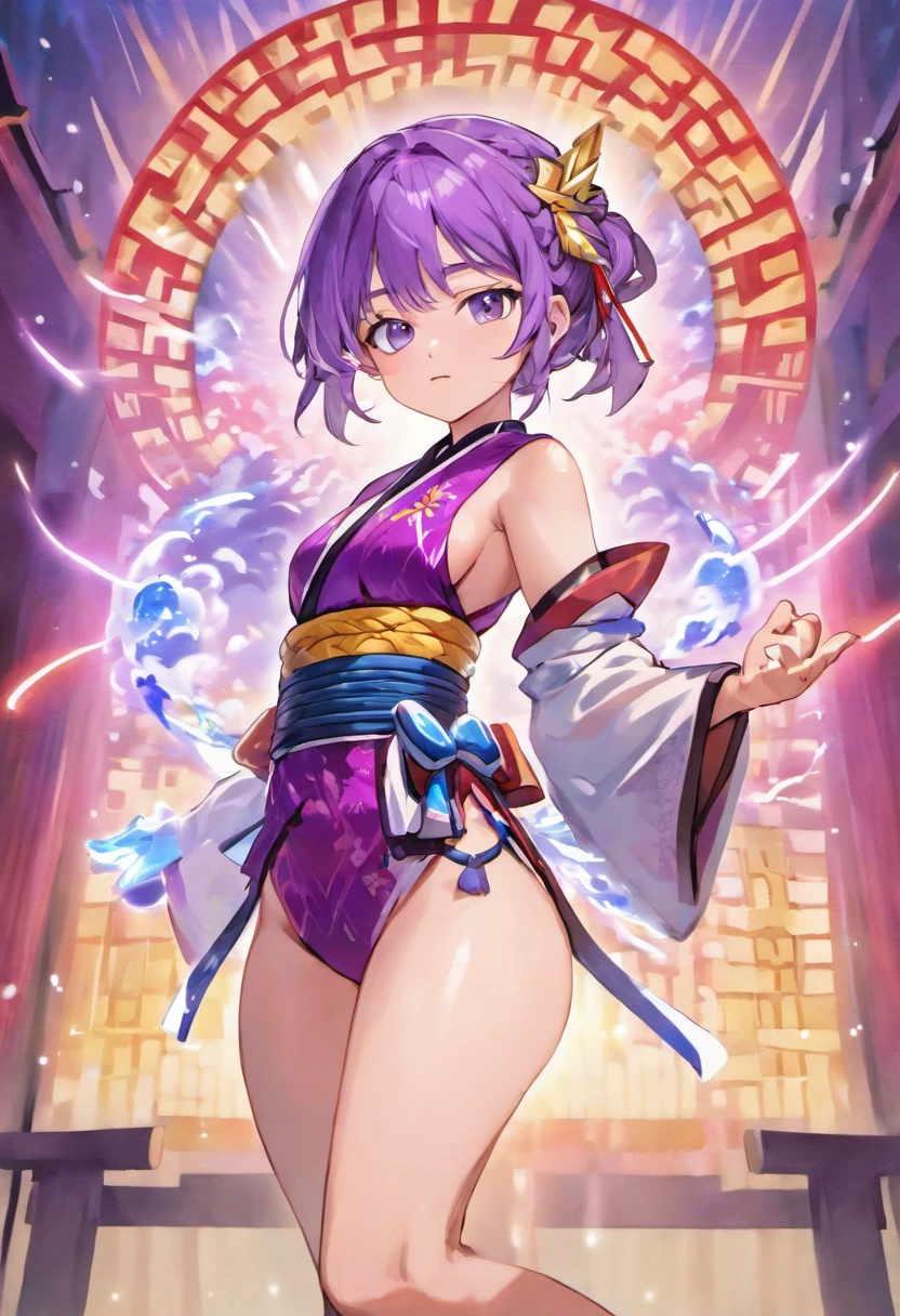 (masterpiece, finely detailed beautiful eyes: 1.2), high contrast, pastel colors, watercolor \(medium\),  (illustration:1.2), 1girl, solo, (raiden shogun:1.4), purple hair, purple eyes, bangs, braid, braided ponytail, breasts, hair ornament, japanese clothes, kimono, sash,red sash , (detailed background:1.4), (torii:1.4), (thighs:1.4), volumetric lighting, hyper detailed, highly detailed, beautiful, small details, ultra detailed, best quality, intricate, sharp, digital illustration, detailed, intricate, 4k, 8k, good anatomy, beautiful lighting, award-winning, highres, (extremely detailed CG, unity, 8k wallpaper:1.1), beautiful face, highly detailed face, zoomout, colorful, vibrant colors, nail polish, (glow:1.4)