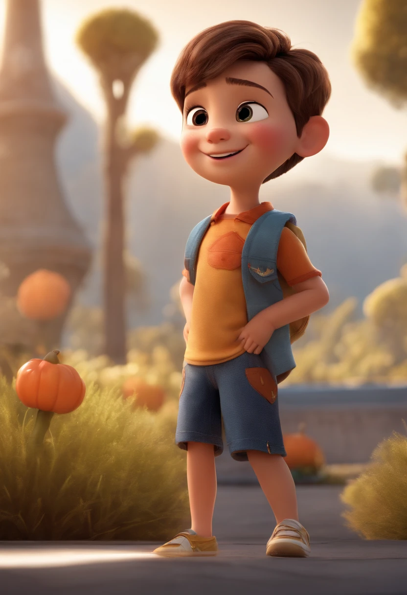 a happy cute standing short hair, vestindo uma fantasia espacial, , fundo branco, barnet, Tom, Estilo Pixar, ......3d, desenhos animados, rosto detalhado, Asymmetrical 16K Singing