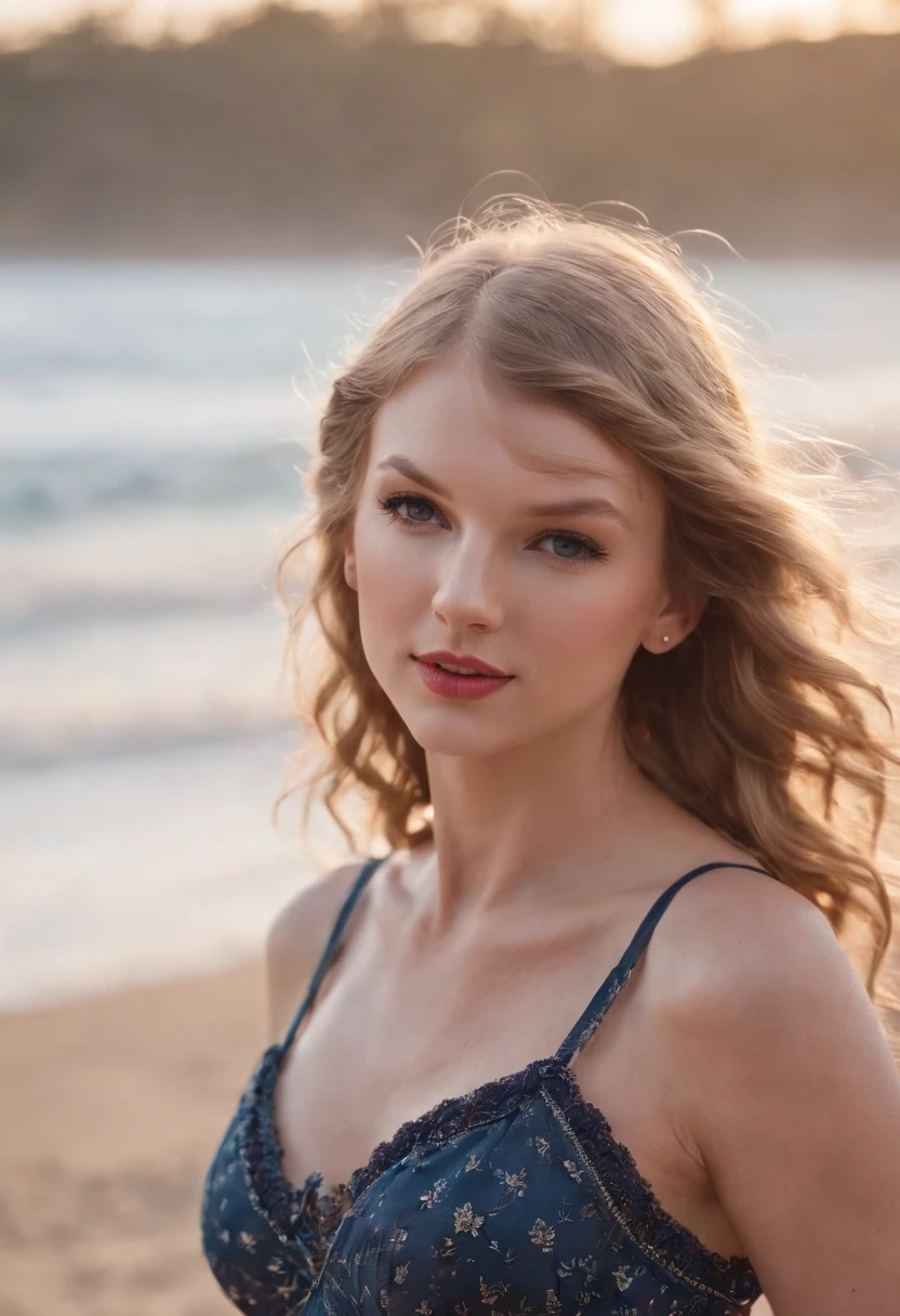 Taylor Swift,swimmning,sea beach,rays of sunshine,swimming uniform,19years old