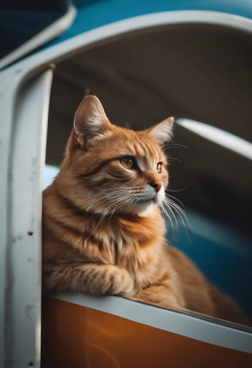 Cat walking on top of an airplane