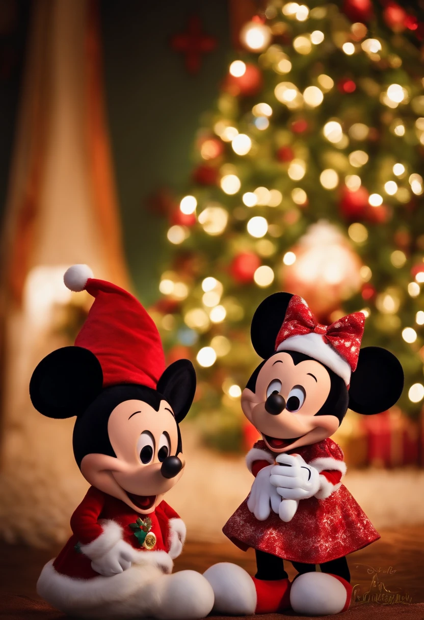 Make a boy
He's performing at a Christmas photo shoot session
Disney cartoon type
He's taking a picture next to Mickey and Minnie in Christmas-themed dresses, They're super happy
Pixar, ..3d, Disney