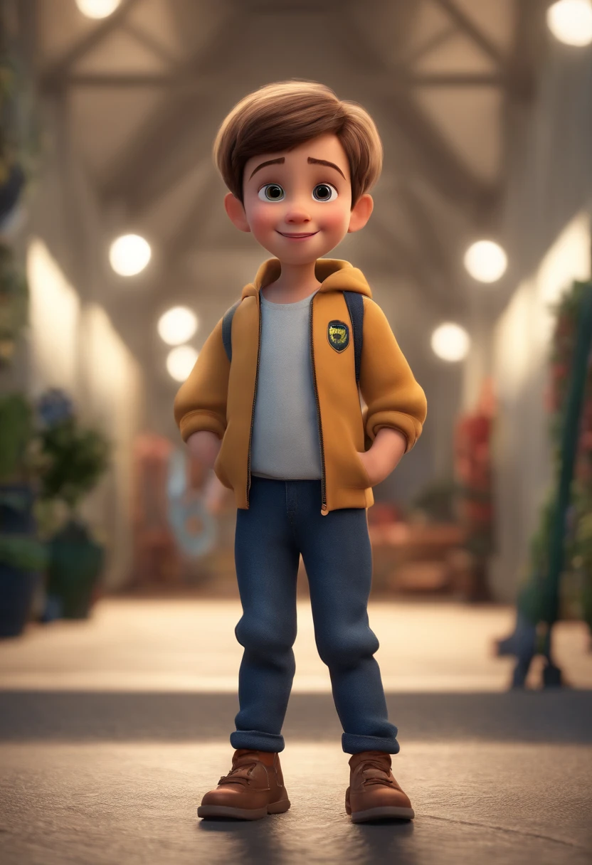 a happy cute standing short hair, vestindo uma fantasia espacial, , fundo branco, barnet, Tom, Estilo Pixar, ......3d, desenhos animados, rosto detalhado, asymmetrical 16k, cantando, segurando um microfone