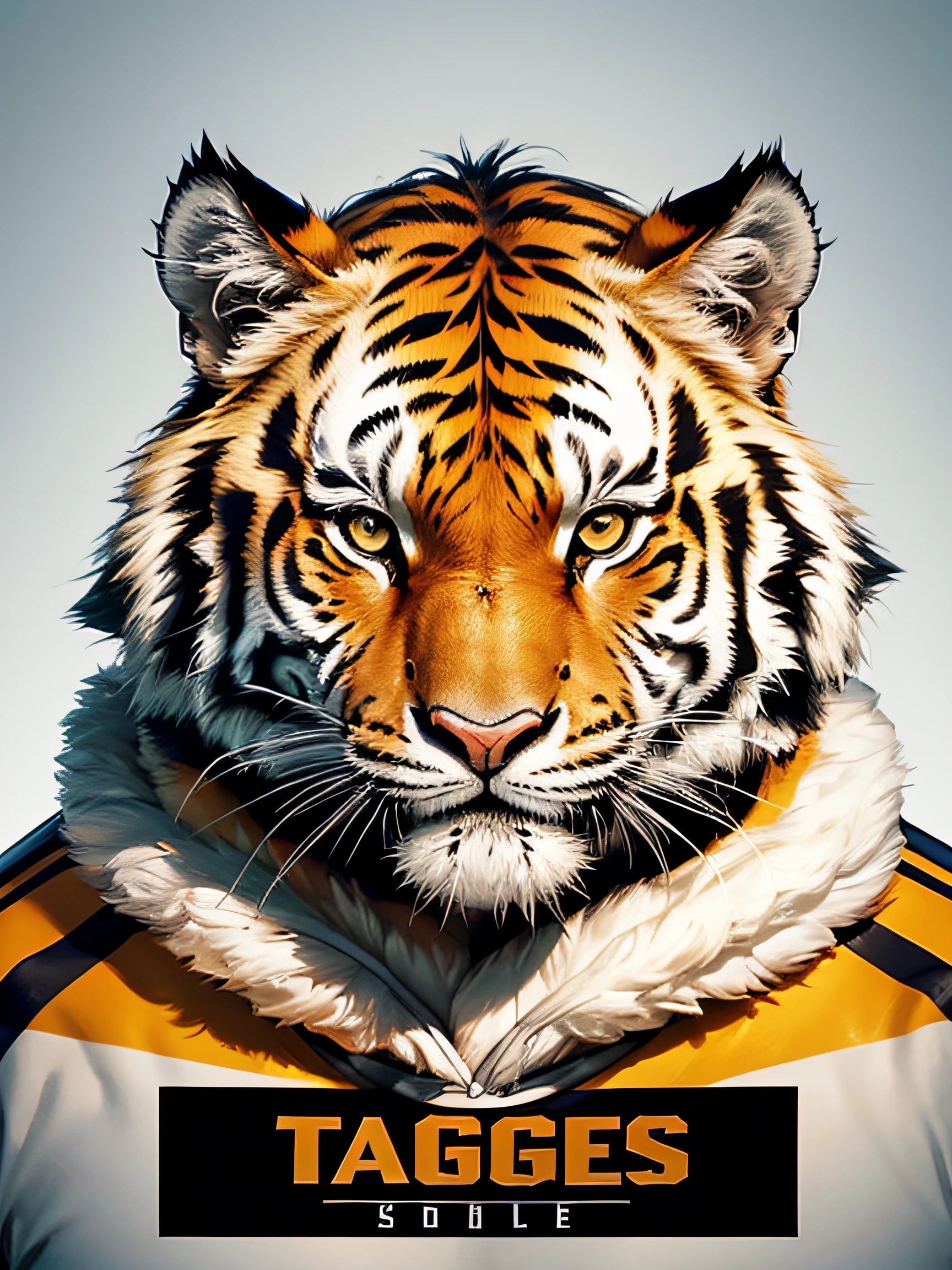 Logotype, minimalism, tiger face, soccer team logotype, simple, clean:0.9, bold typography:1.1, non human. lineart, vector, typography: TIGRES