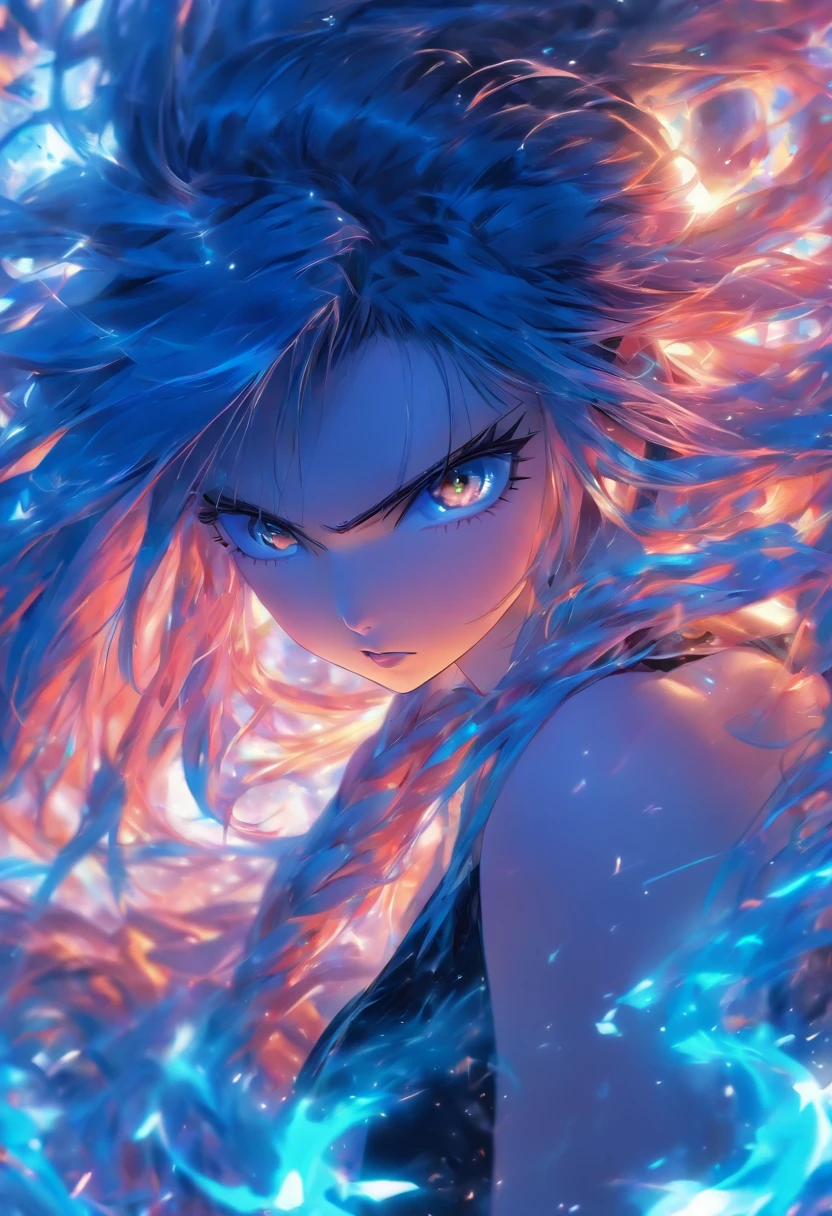 Best Quality, Masterpiece: 1.2, Ultra Detail, (Highest Detail Face: 1.2), 1girl, Long hair, Black hair, inner blue hair, blue eyes, big breasts, thick tighs, casual themed