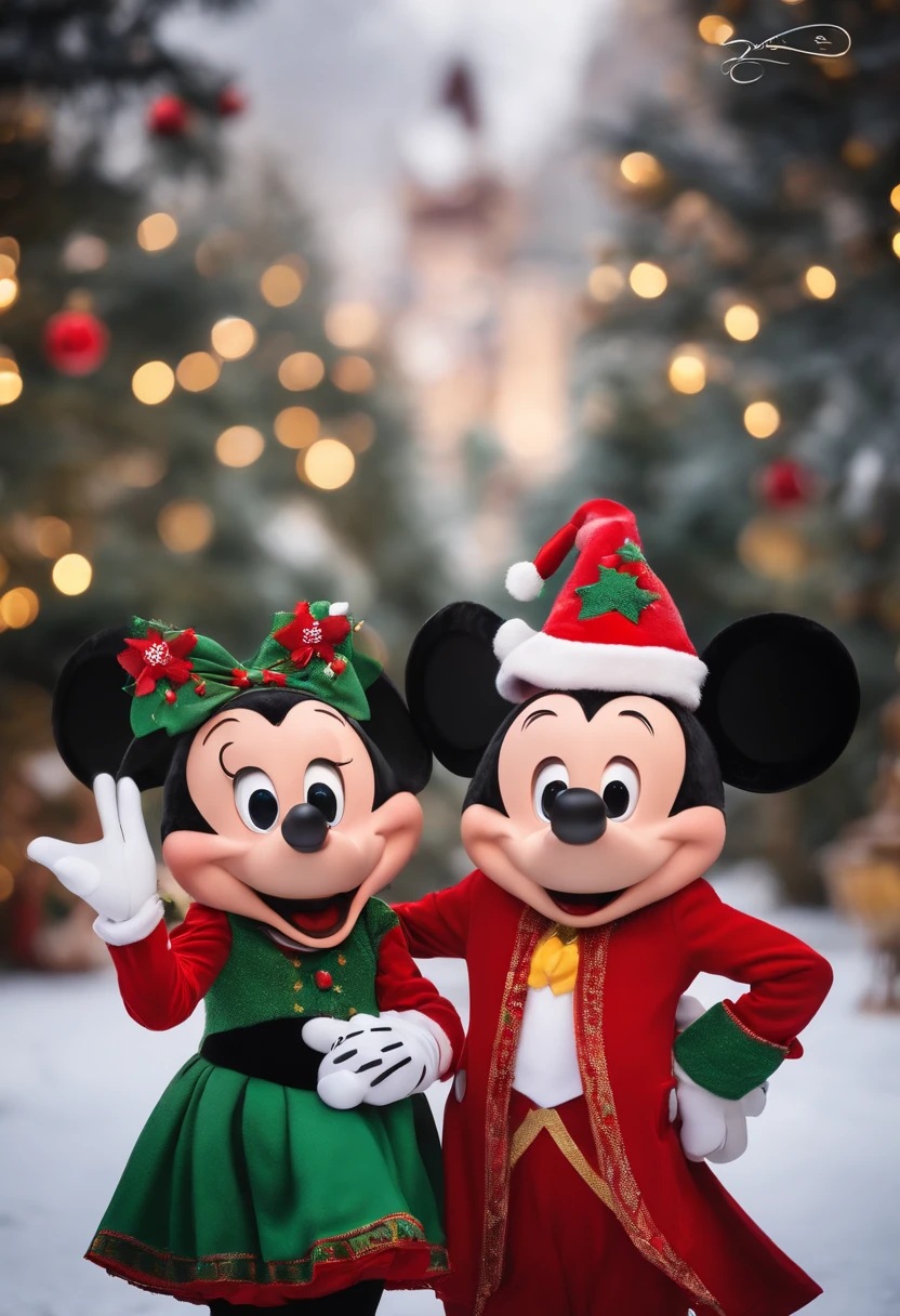 Make a boy with mickey and minnie
They're at a Christmas photo shoot
Disney cartoon type
They are being photographed dressed in Christmas-themed outfits, And they're super happy
Pixar, ....3d, Disney