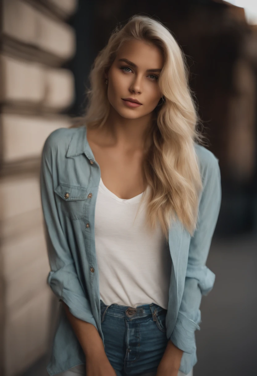 Un primer plano de una mujer con cabello largo y rubio con una camiseta sin mangas, hermosa chica rubia, Hermosa chica modelo, Anna Nikolanova aka Newmilky, Hermosa modelo joven, linda joven, Hermosa modelo de chica, hermosa joven, chica atractiva, 2 24-year-old female model, Joven muy hermosa, BLONDE CHILD girl, Una hermosa rubia, Modelo de Instagram, Cara perfecta ) en la calle