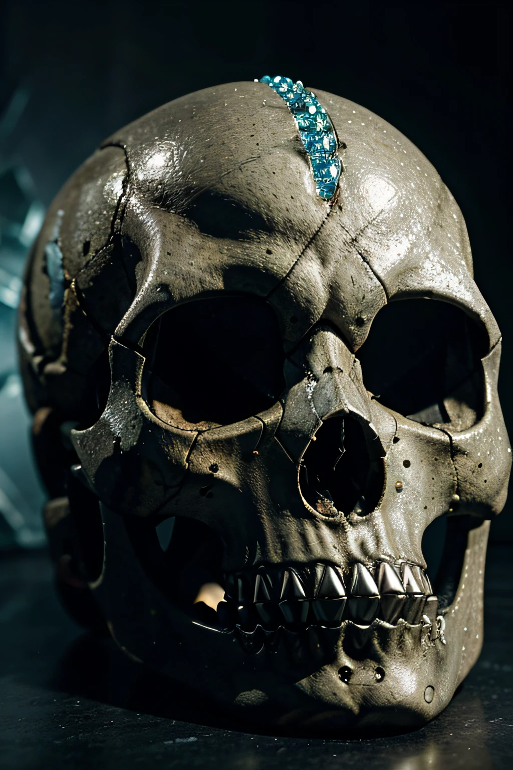 A predator skull like in the films of the same name, but in crystal with lots of colored detail and refection