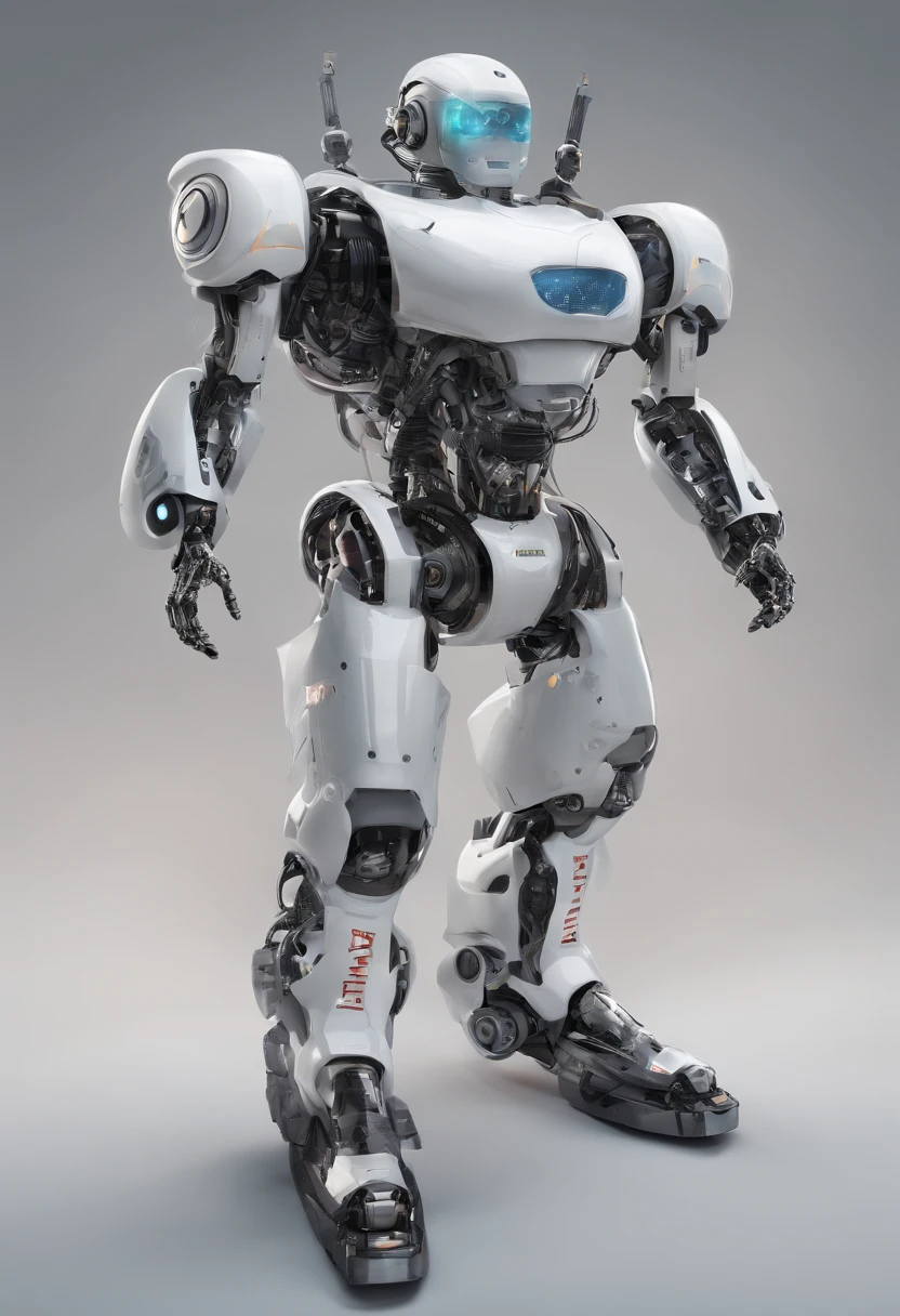Highly Detailed Humanoid Ultra Realistic Chemical Robot for Science Magazine Cover with Plain Background