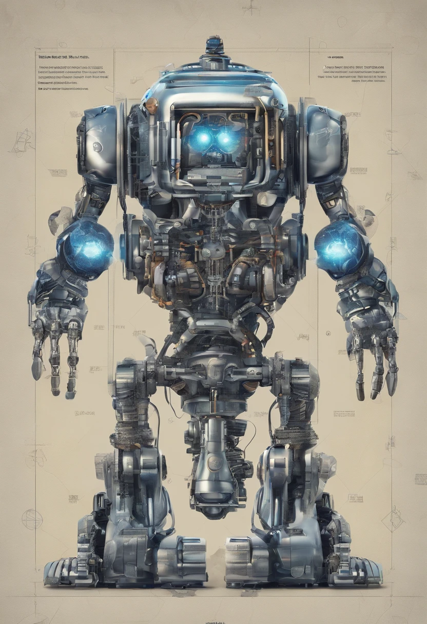 Highly Detailed Humanoid Ultra Realistic Chemical Robot for Science Magazine Cover with Plain Background