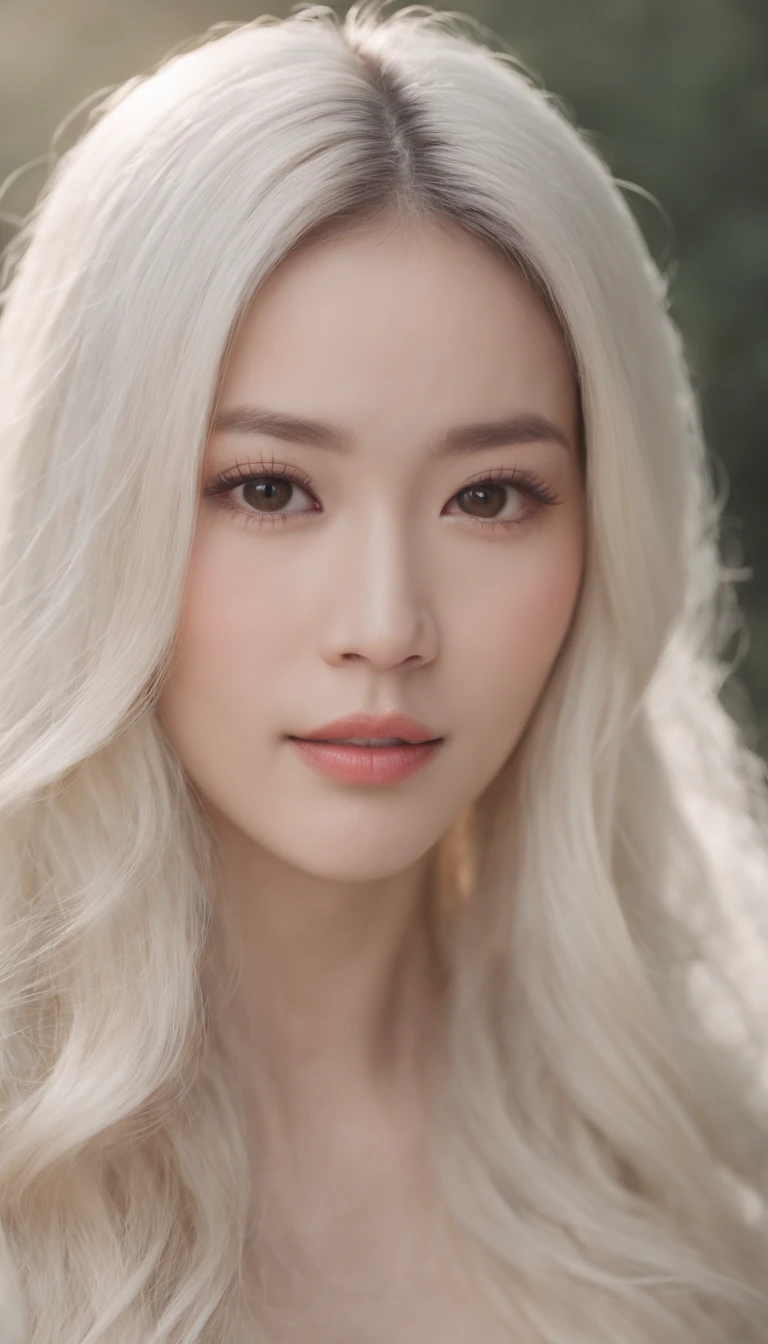 Chinese beautiful woman,long whitr hair,Willow eyebrows,Danfeng Eyes,small-nose,Cherry small mouth,Slightly exposed chest,Photographic lenses,kanon,Front close-up,Realistic details