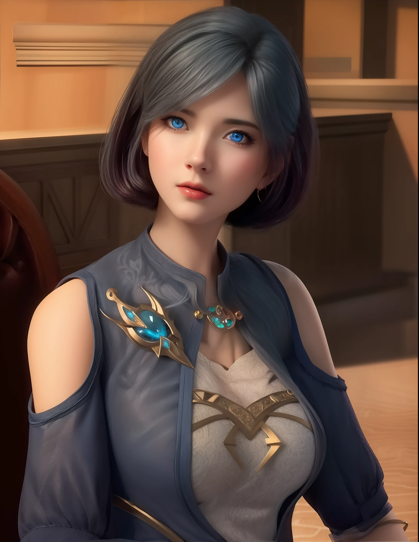 (hyperrealistic), (illustration), (high resolution), (8K), (extremely detailed), (best illustration), (beautiful detailed eyes), (best quality), (ultra-detailed), (masterpiece), (wallpaper), (photorealistic), (natural light), (rim lighting), (detailed face), (high detailed realistic skin texture), (anatomically correct), (solo), (1 girl), (high detailed realistic hair), (bluish gray hair:1.35), (heterochromic eyes), (detailed eyes), (blue eyes:1.37), (sparkling eyes), (realistic big breasts:1.5), (exposed breasts:1.35), (long legs), (slender abs), (dynamic pose), (closed tiny mouth:1.3), nsfw, concentrated expression.