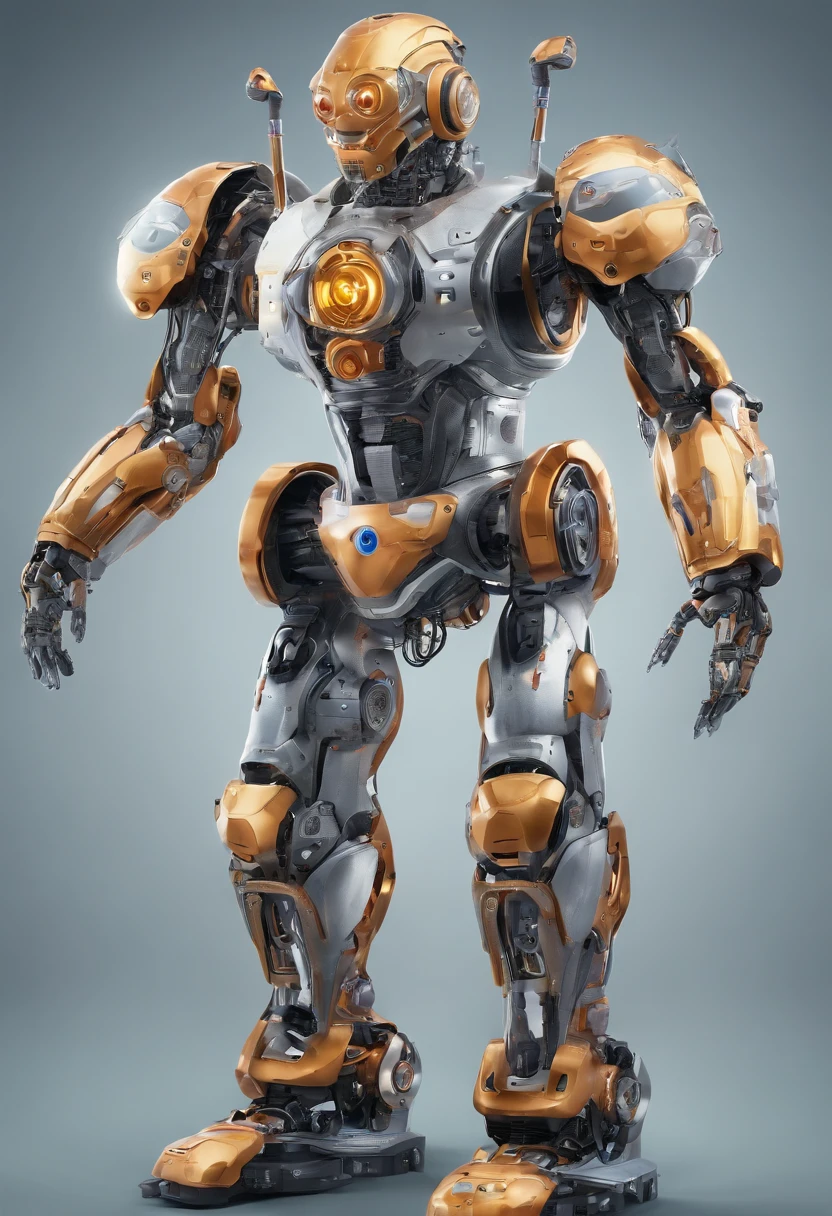 Ultra Detailed 4K Humanoid Chemical Robot For Science Magazine Cover With Plain Background