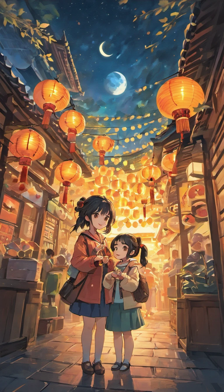 Mid-autumn nights,A shining full moon hangs over the starry sky,wide々And the square is lit up。In the middle of the square,Two charming giant pandas standing under the moon,Their black and white colors are especially vivid in the moonlight。Two pandas、Seems to be the patron of the Mid-Autumn Festival celebrations,Surrounded by soft light,Extra Cute,Eye-catching。
Traditional bamboo lanterns and art installations dot the square,Create a mysterious and beautiful atmosphere for this celebration。Mooncake stall is、It's filled with mooncakes for every taste,The aroma is fragrant,The panda became the star of the square,Many tourists visit and take pictures。
As night falls,composed々The light will turn on,Add a lot of color to the whole scene。In the sky,Fireworks in full bloom,With pandas and the moon, It constitutes a magnificent picture scroll for the celebration of the Mid-Autumn Festival。The scene is full of a unique atmosphere of art and celebration,It will definitely impress。