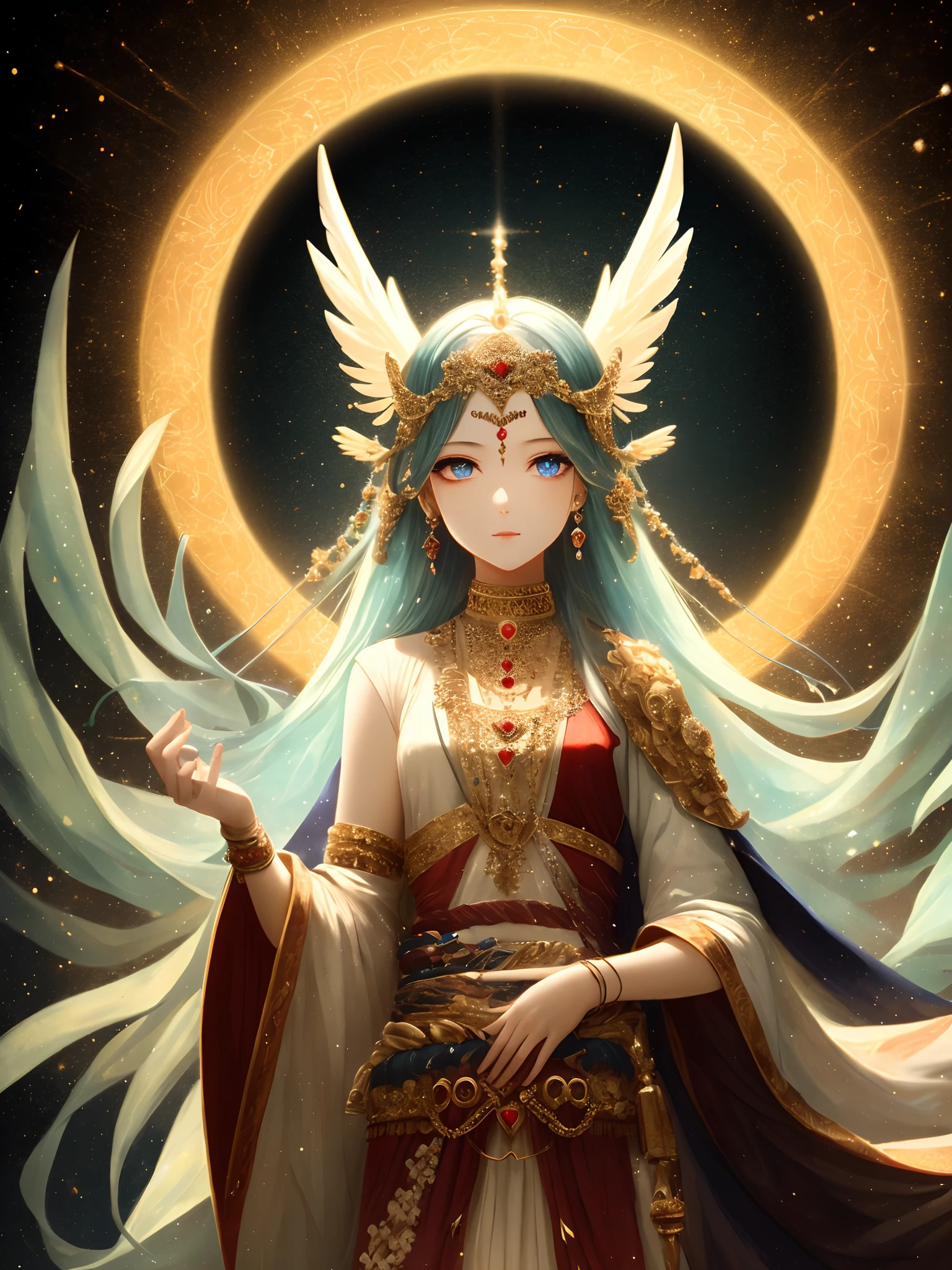 Goddess of Love bright and clear eyes,spiritual、Very bright colors, light Particle, In bright light, Musif, Wallpaper Art, UHD wallpapers