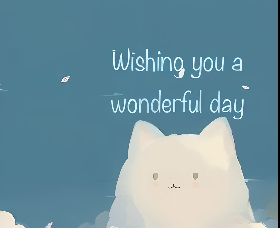 8k, best quality, high resolution, a close up of a cat sitting on a cloud covered ground, very calm and wholesome, anime visual of a cute cat, peaceful day, a cat is smiling, good day, wholesome digital art, wholesome, aww, 1024x1024, wonderful, wonderful light, very beautiful cute catgirl, beautiful tranquil day, beautiful day, uwu